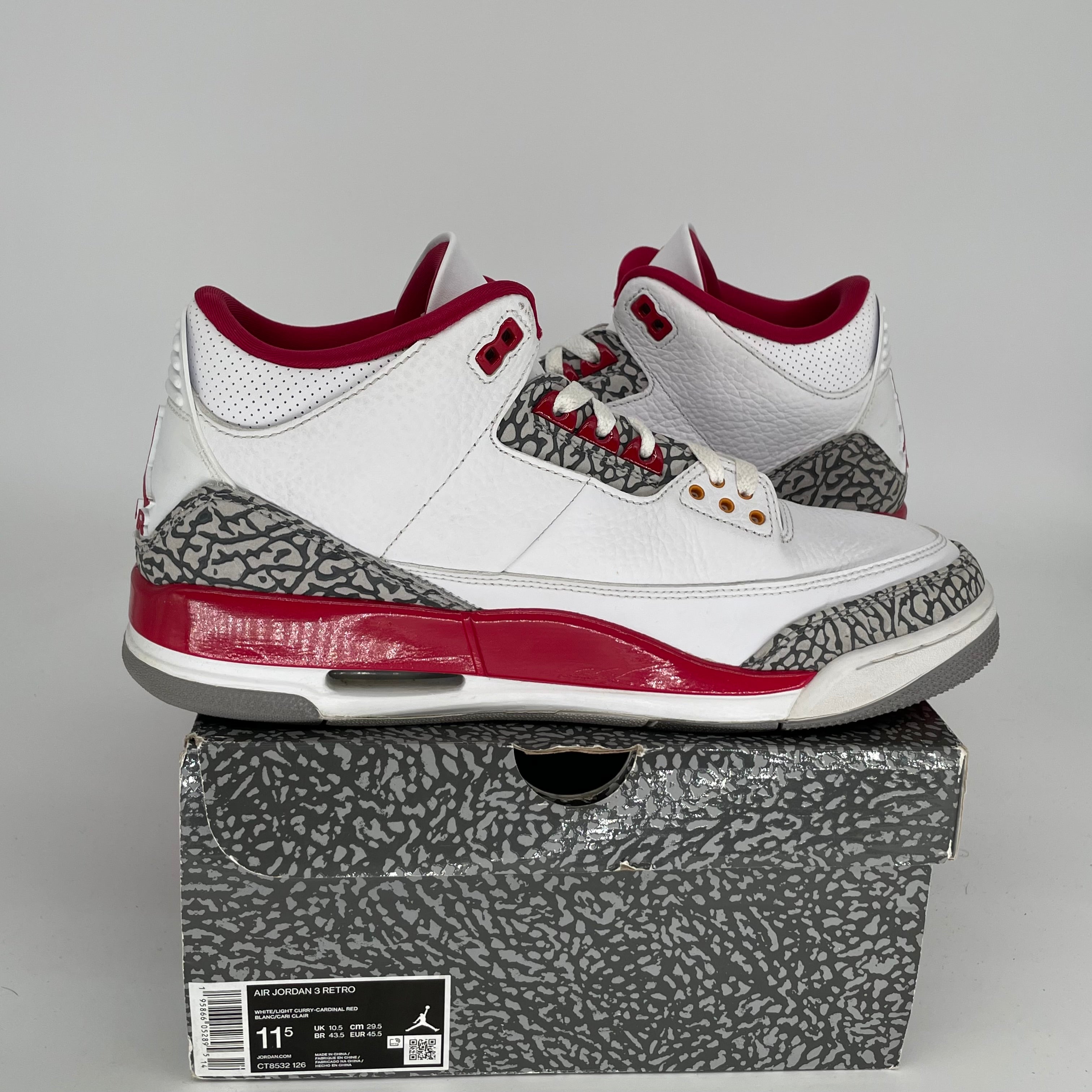 AIR JORDAN 3 CARDINAL RED Men's Basketball Shoes Size 11.5 - CT8532-126 | Retro Sneakers for Casual Wear, Street Style & Sports Performance