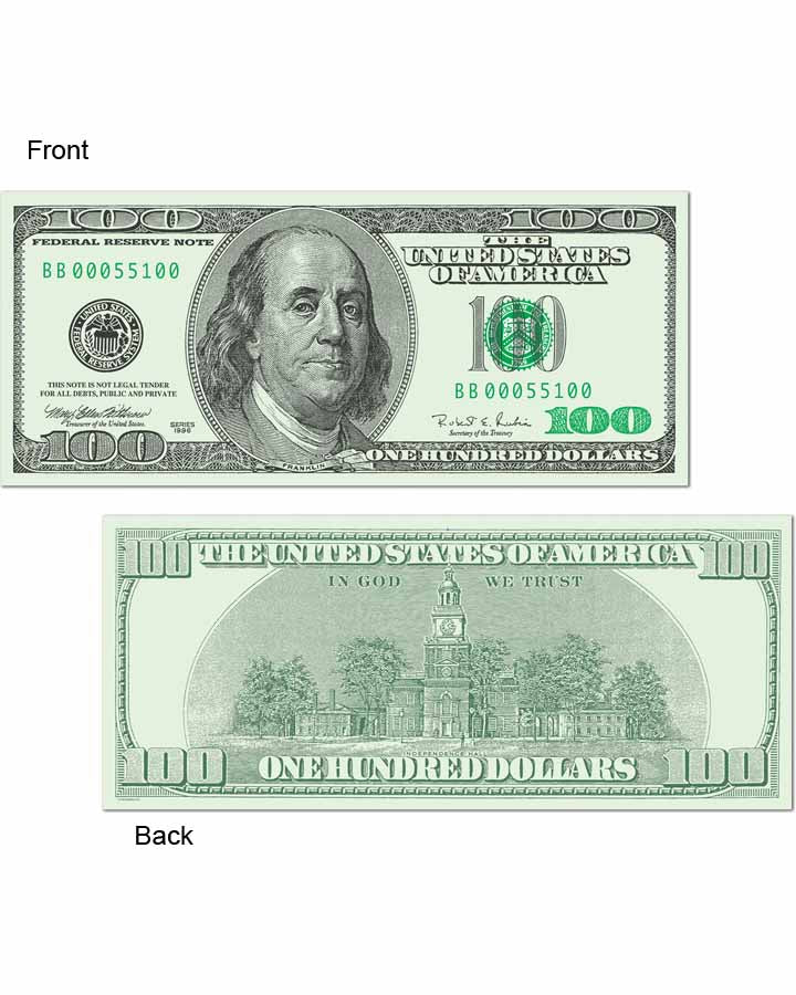 100 Dollar Bill Cutout - Realistic Fake Money Prop for Movies, Parties & Prank Gags - Perfect for Photography, Themed Events & Social Media Content