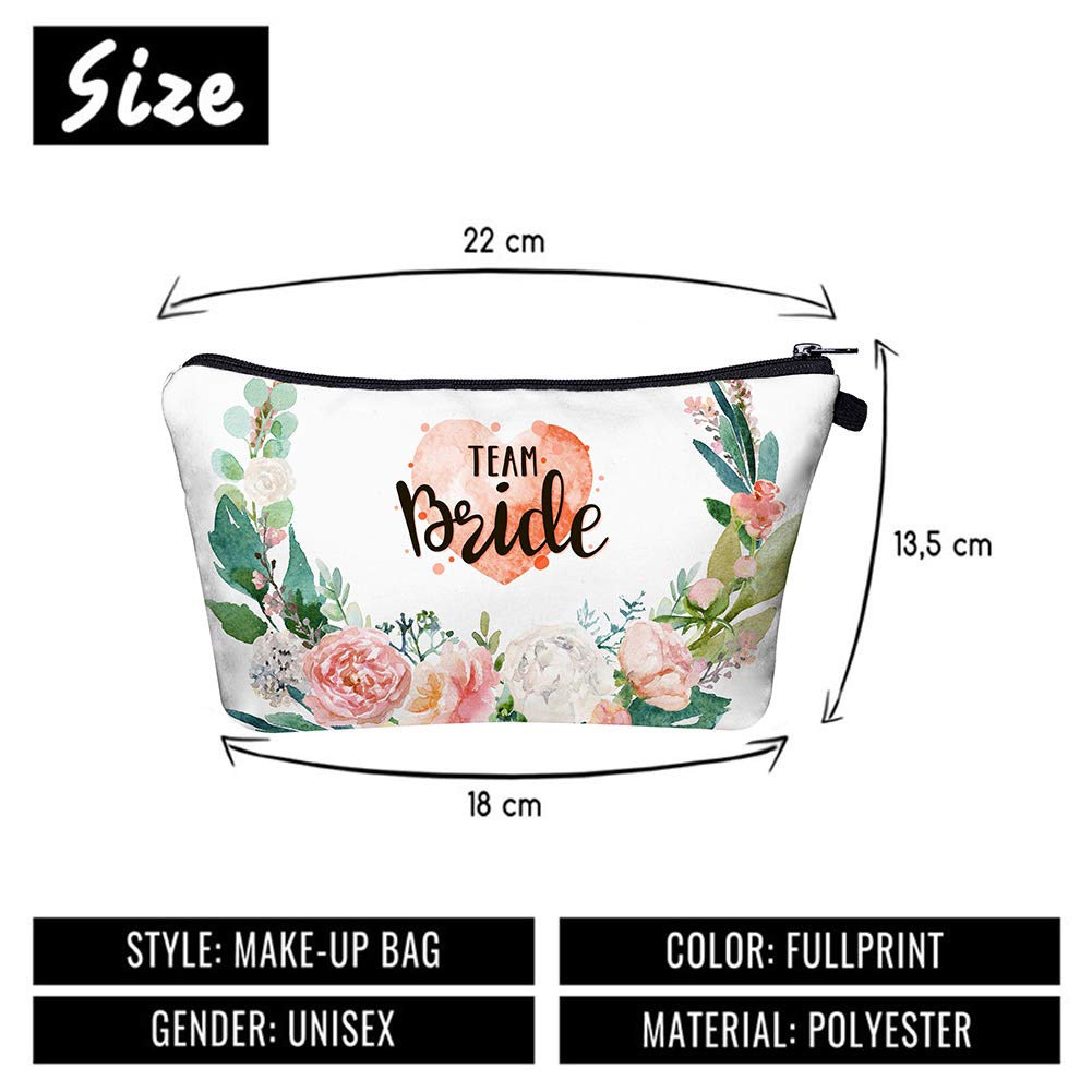 Floral Makeup Bag Set of 8 - Waterproof Travel Cosmetic Organizer for Women, Bridesmaid Gifts