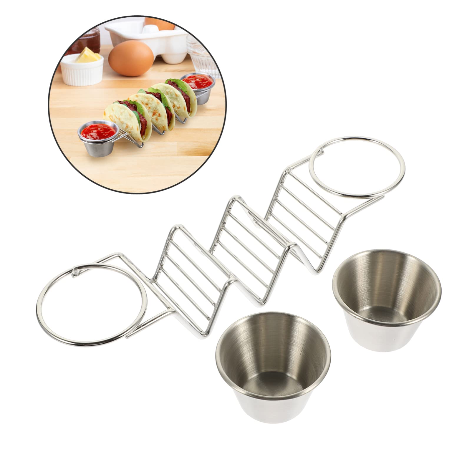 Stainless Steel Pancake Stand with Sauce Cups - Commercial Bakery & Kitchen Storage Rack for Pancakes, Tacos & Waffles - Perfect for Restaurants, Cafes & Home Breakfast Buffets