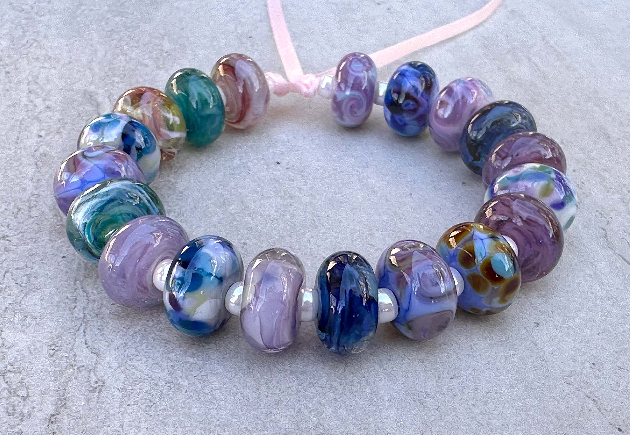 19-Piece Purple & Blue Lampwork Glass Beads Set for Jewelry Making - Handmade Orphan Beads for Necklaces, Bracelets & DIY Crafts - Perfect for Beaders & Artisans