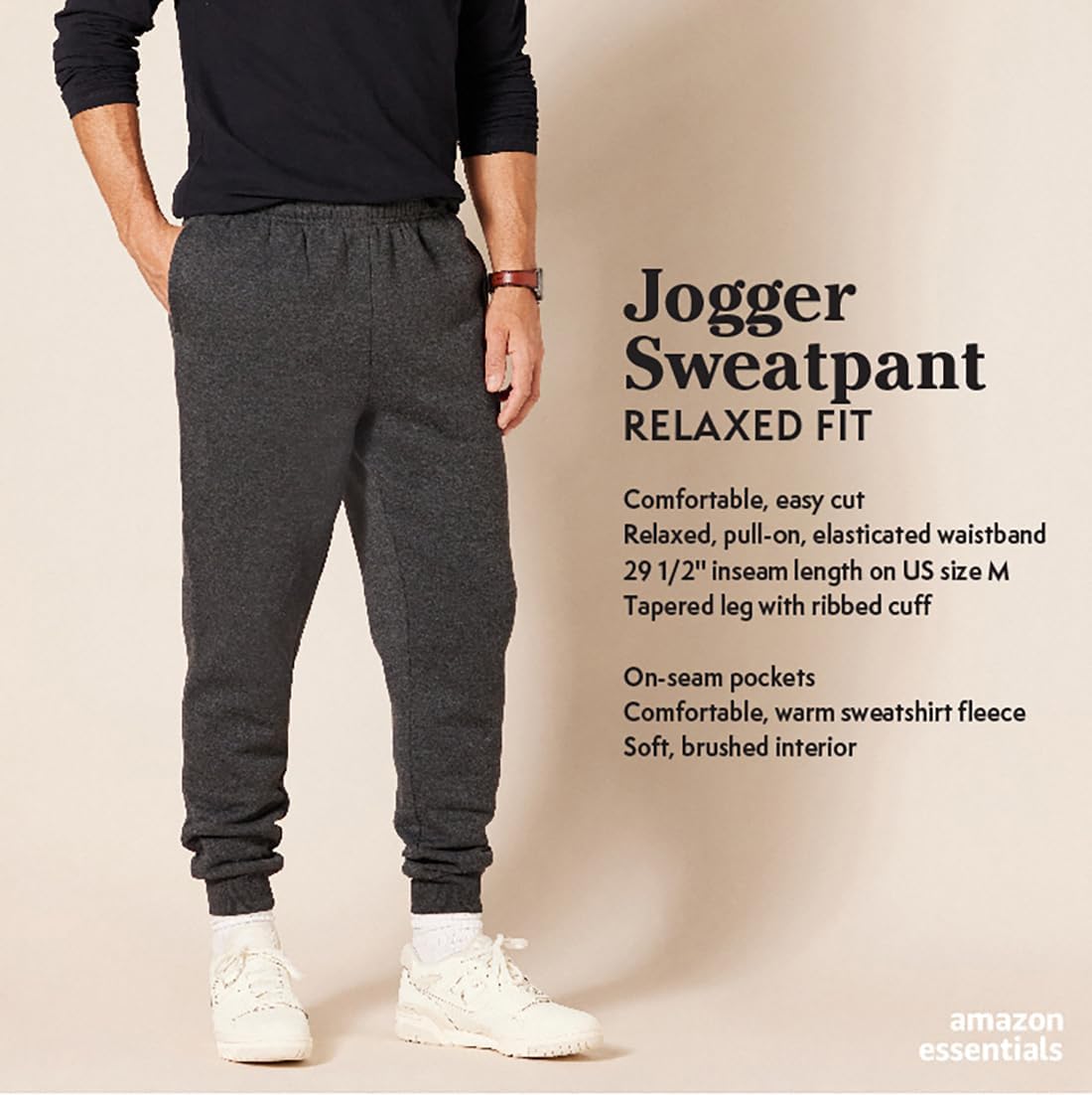 Amazon Essentials Men's Fleece Joggers Sweatpants - Comfortable Casual Fit for Lounge, Workout & Everyday Wear