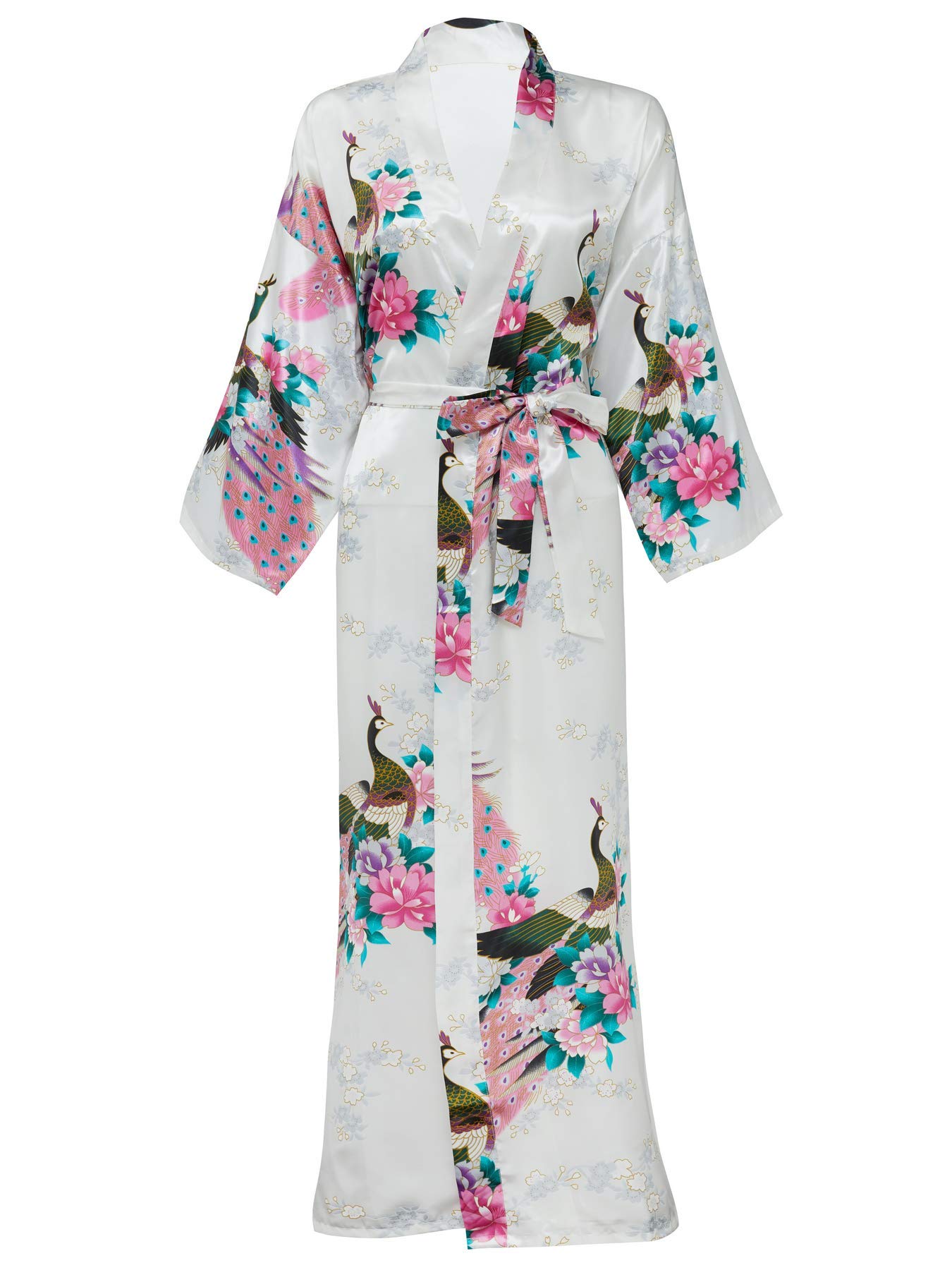 Zarachilable Women's Floral Silk Satin Robe - Bridesmaid, Bride & Bridal Dressing Gown - Plus Size S-6XL - Elegant Loungewear for Weddings, Honeymoons & Spa Days