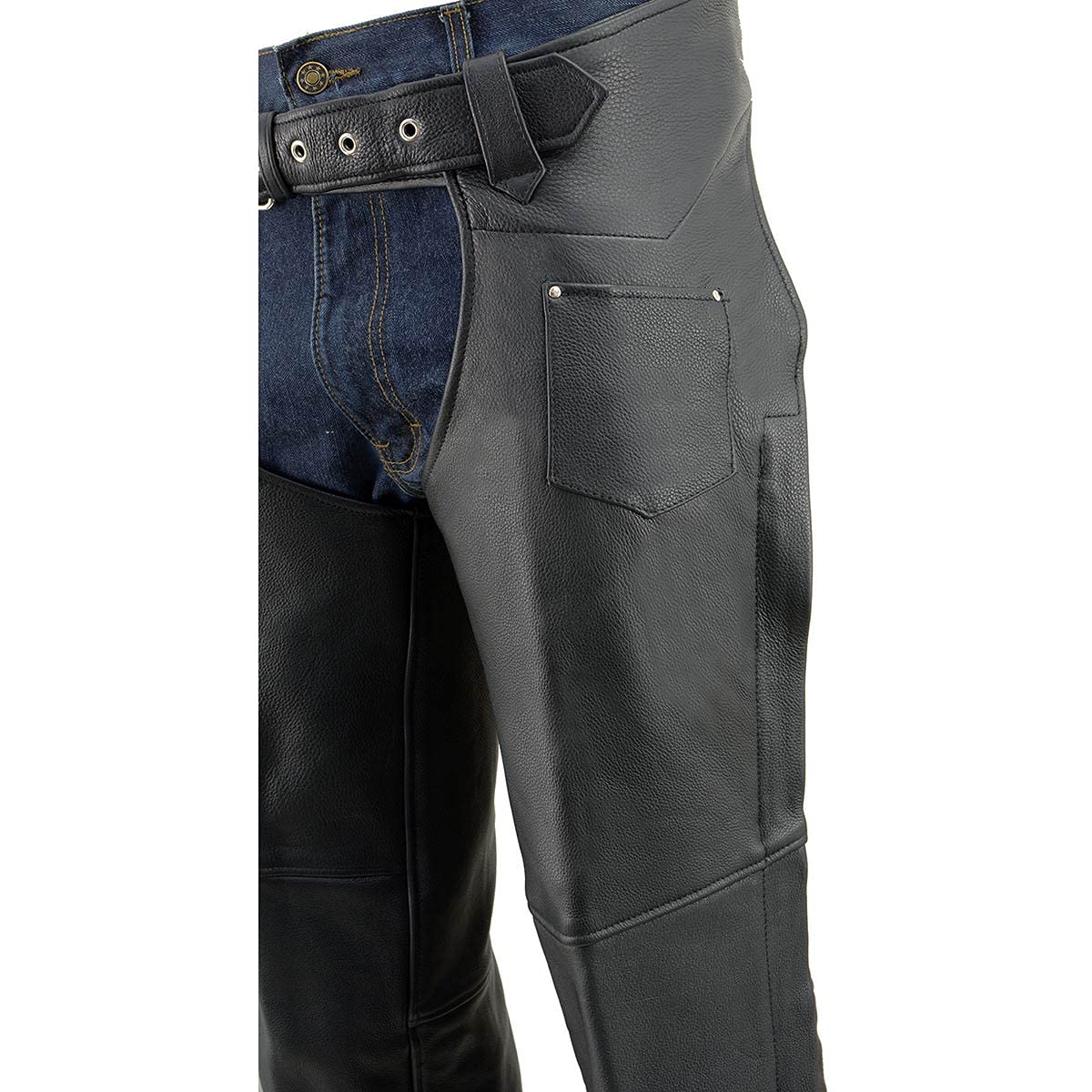 Milwaukee Men's Fully Lined Naked Cowhide Leather Chaps for Motorcycle Riding & Rodeo Events - Durable Biker Gear for Harley Davidson & Outdoor Activities