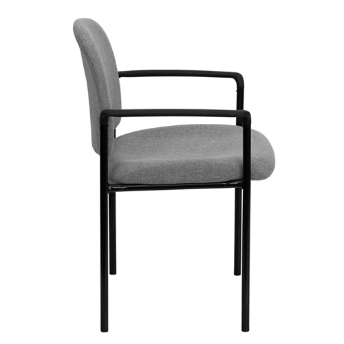 FLASH Tiffany Comfort Gray Fabric Stackable Steel Side Reception Chair with Arms - Modern Office Seating for Waiting Rooms, Lobbies & Conference Areas