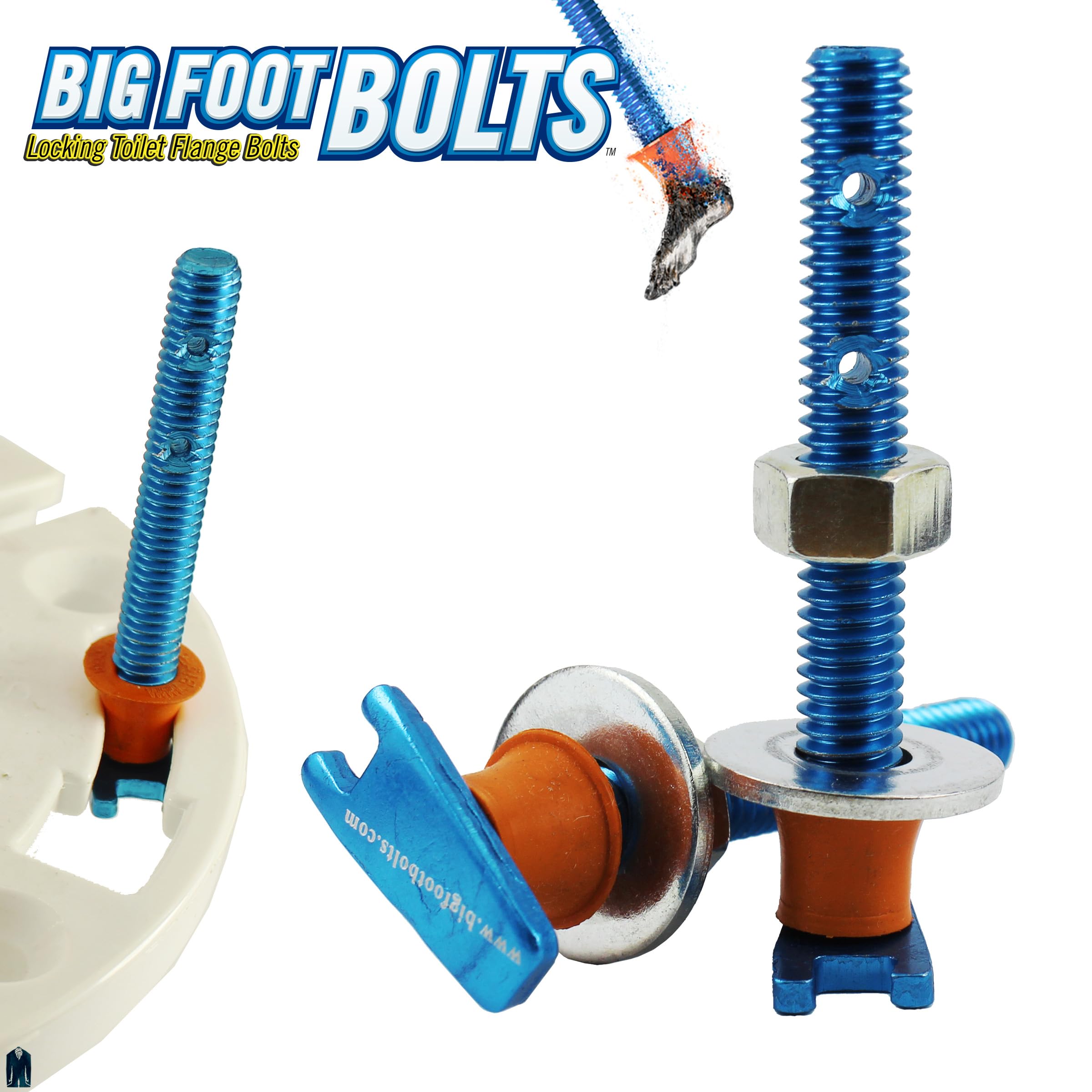 Big Foot Toilet Bolts - No Spin Toilet Flange Bolts - 5/16