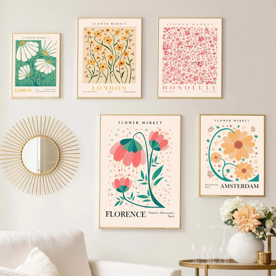 Vibrant Flower Art Canvas Posters - Modern Wall Decor for Living Room, Bedroom & Office - Perfect for Home & Office Decoration