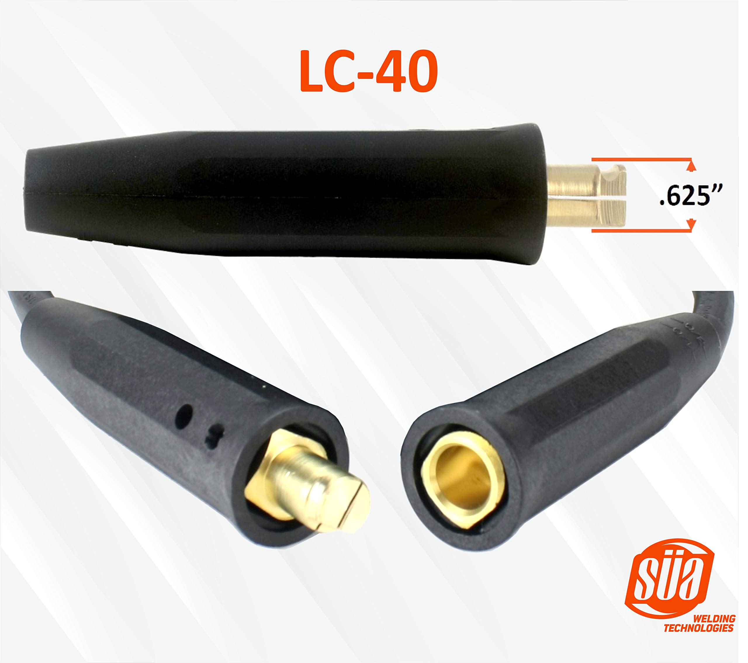 SÜA® 200 Amp Welding Lead Extension Cable - 50 Feet #2 AWG 100% Copper with LC40 Male/Female Connectors - Heavy Duty for MIG, TIG, ARC Welding Machines - Perfect for Construction Sites, Auto Repair Shops & DIY Projects