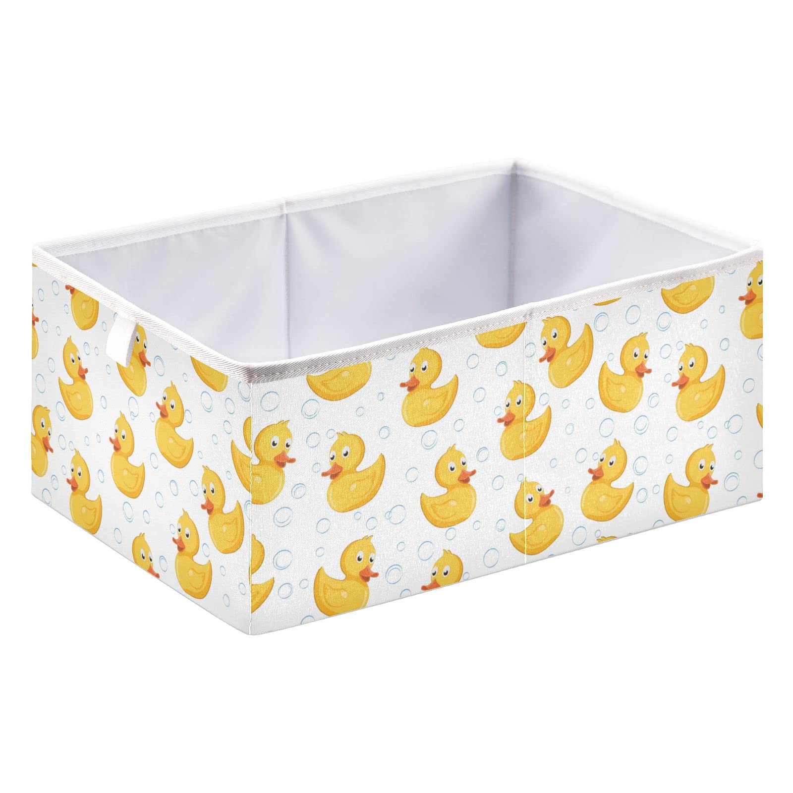 Emelivor Foldable Waterproof Rubber Duck Cube Storage Bin - 15.75x10.63x6.96 Inch Organizer for Kids Toys, Books & Home Organization | Perfect for Nursery, Playroom, Closet & Office Storage