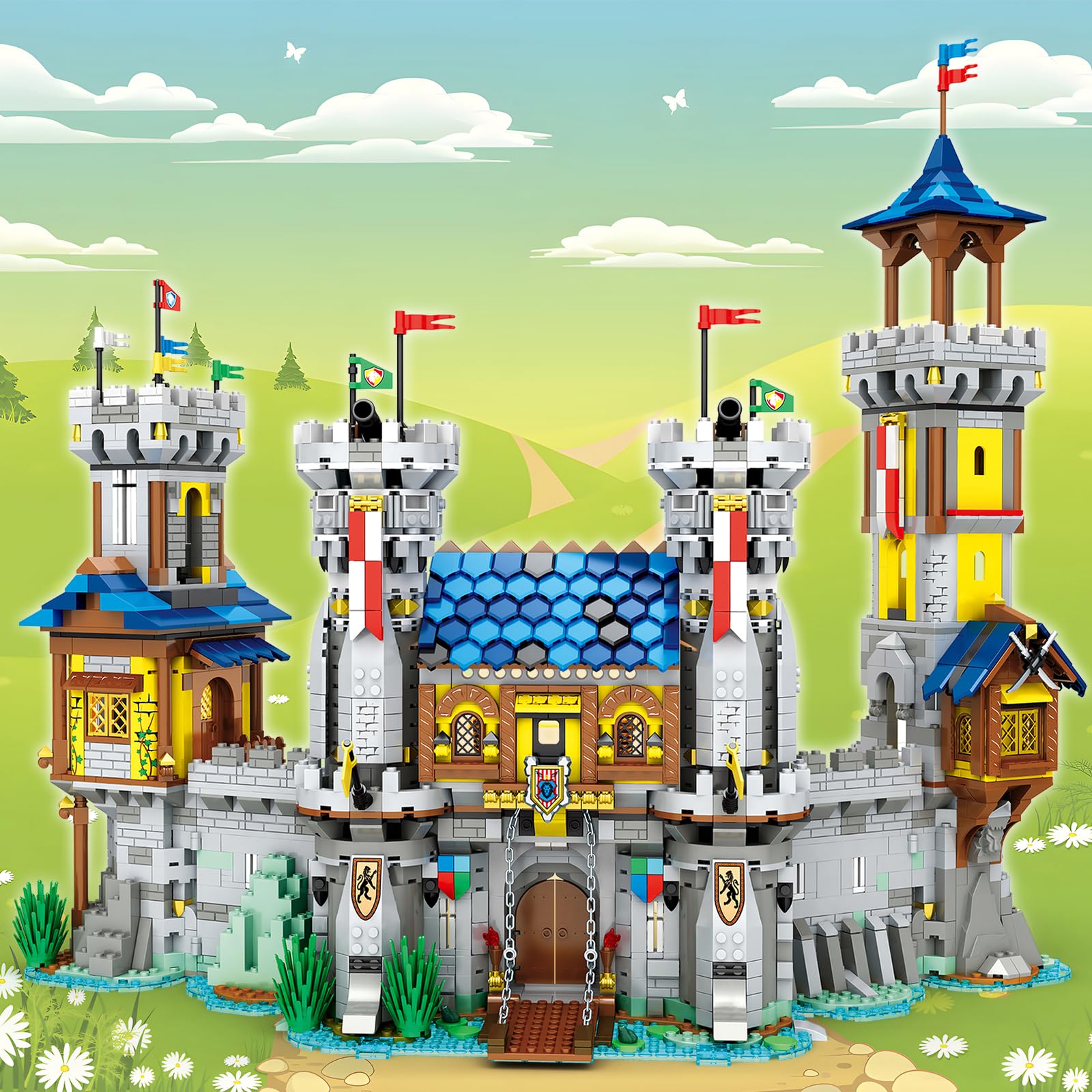 JMBricklayer Medieval Castle Building Set for Adults - 41106 Pieces with LED Lights, Collectible Model House Construction Toy for Boys, Girls, Teens & Women | Perfect for Home Office Display, Gift Giving & Creative Play