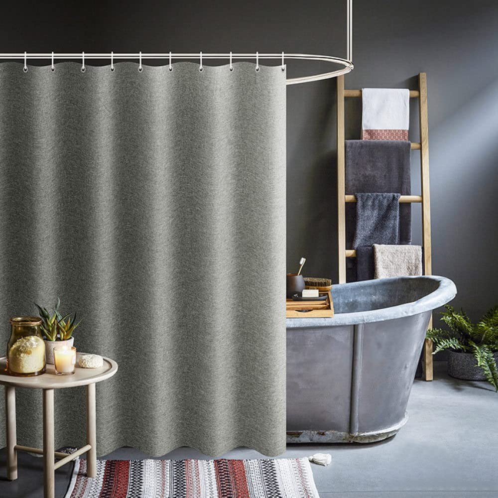 Waterproof Thick Grey Shower Curtain - Imitation Linen Fabric Bath Curtain for Bathroom & Bathtub - Large Size 200x180cm - Modern Bathing Cover - Perfect for Spa, Hotel & Home Bathroom Decor