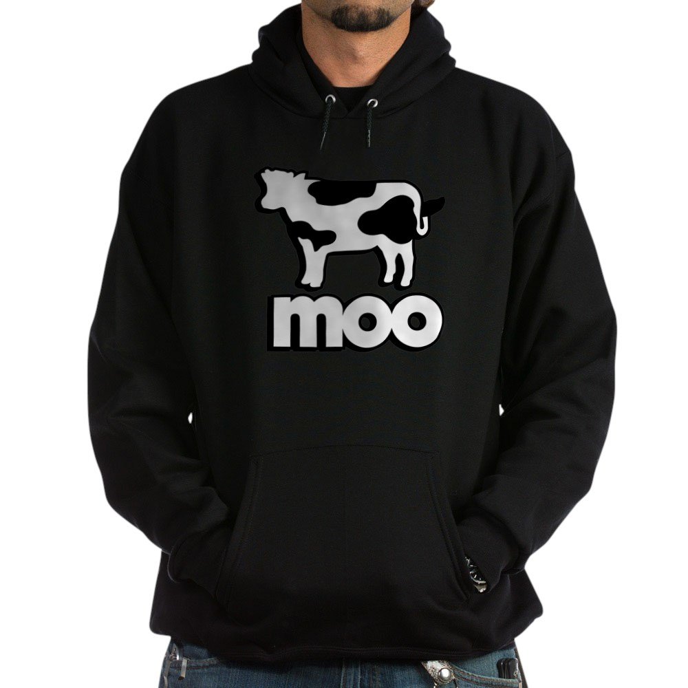 Cow Moo Hoodie for Men - Dark Pullover Sweatshirt with Fun Cow Print | Cozy Casual Wear for Coffee Shops, Farm Visits & Everyday Outfits