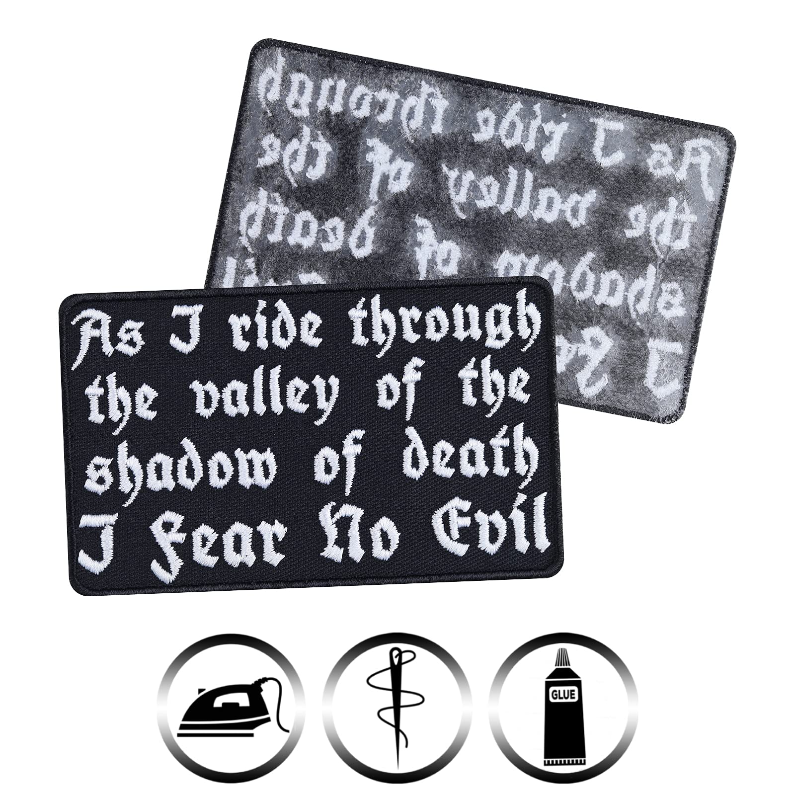 Funny Bikers Iron On Patches - 'I Fear No Evil' Sew On Applique Badge for Jeans, Jackets & Vests | 3.54x2.16 Inch Motorcycle Accessories - Perfect for Biker Gangs, Riding Clubs & Customizing Gear