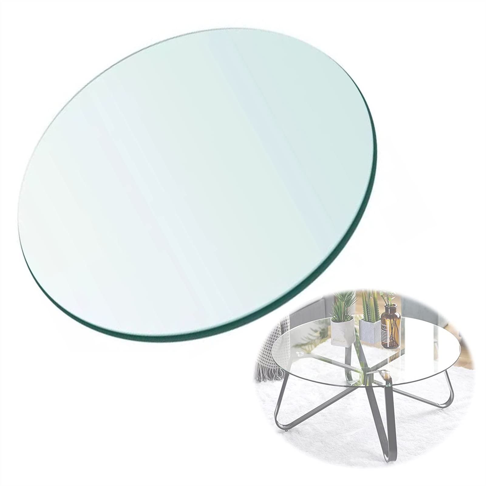 Tempered Glass Table Top - 9mm Thick Round Glass Cover with Polished Edge - Strong & Durable Desktop Protector - Ø15/17/20/21/25/27/28 Inch - Clear Glass for Dining Table, Coffee Table, Office Desk, and Home Decor