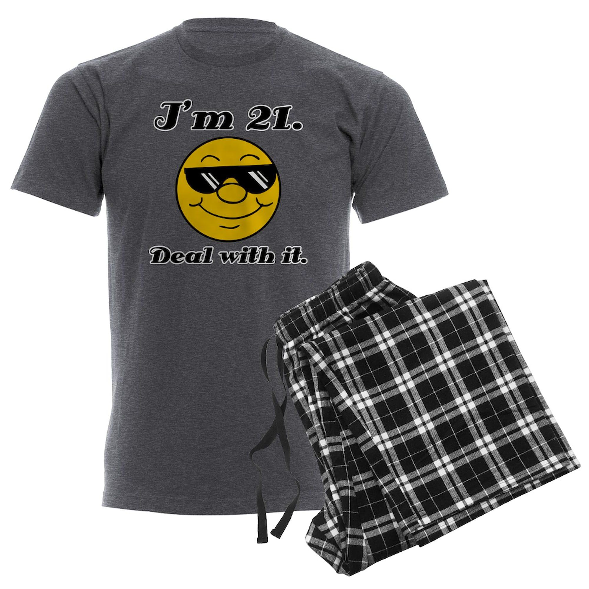 21st Birthday 'Deal With It' Men's Charcoal Pajama Set - Funny Novelty Sleepwear for Adult Birthday Parties & Celebrations