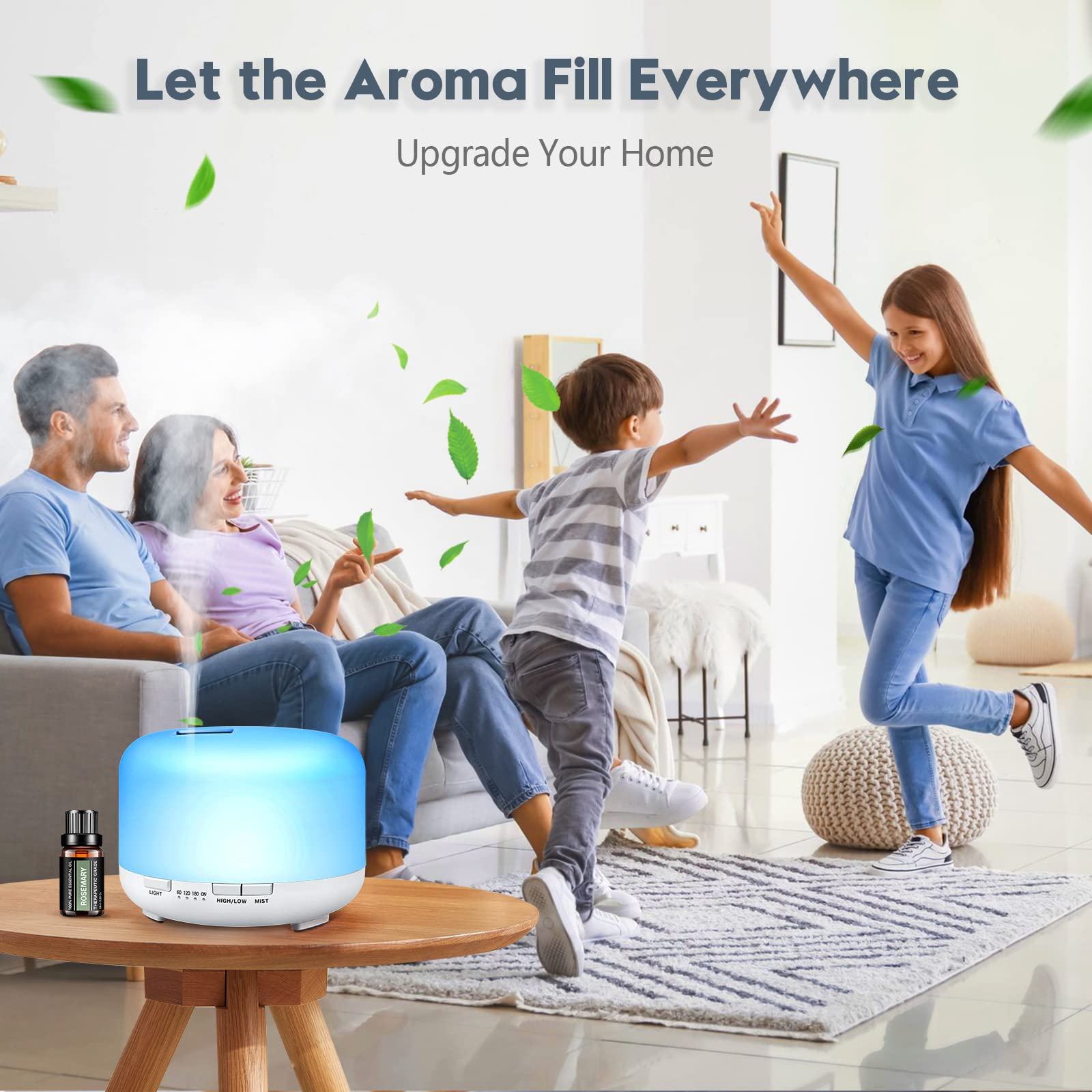 Yikubee 500ml Aromatherapy Essential Oil Diffuser with Remote - Large Room Cool Mist Humidifier for Home, Bedroom, Office | Perfect for Relaxation, Yoga, and Spa