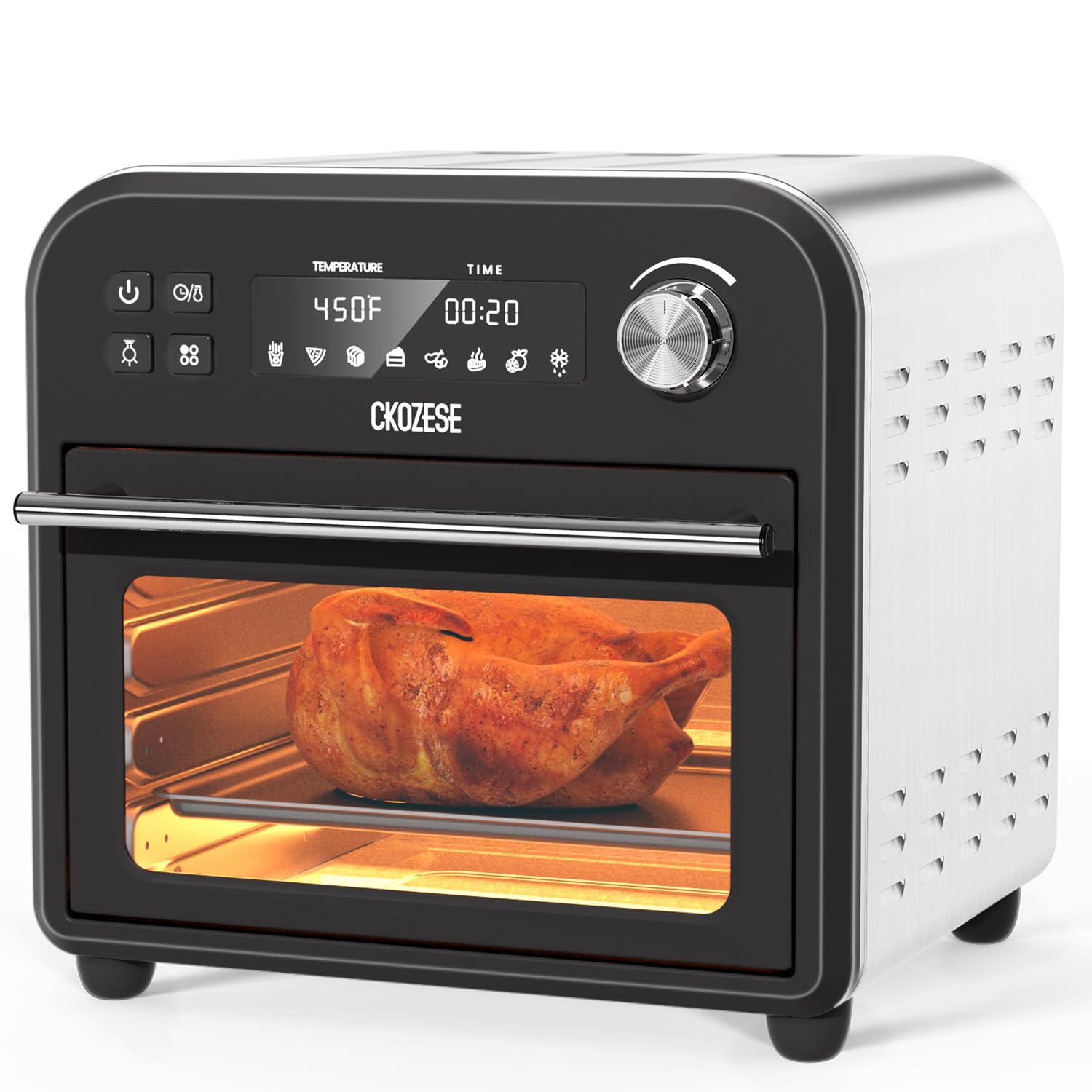 14QT Air Fryer Toaster Oven - 8-in-1 Smart Countertop Convection Oven with Grill, Roast, Bake, Broil & Dehydrate Functions | Stainless Steel Oil-Free Cooking | Includes 45 Recipes & Accessories | Perfect for Healthy Meals, Family Dinners & Party Snacks