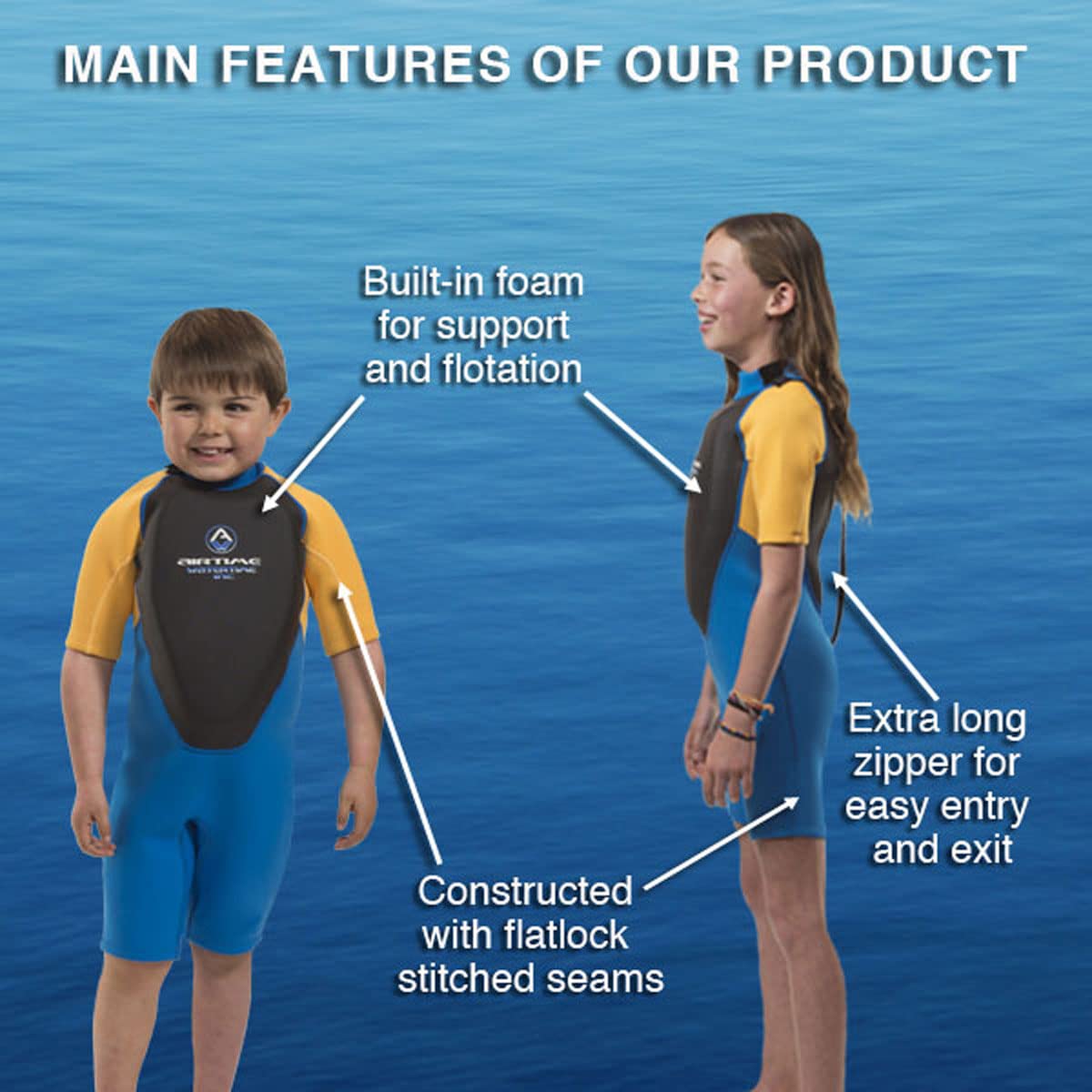 Kids Spring Wetsuit - Floater Swimwear for Boys & Girls - Perfect for Swimming, Surfing & Water Sports