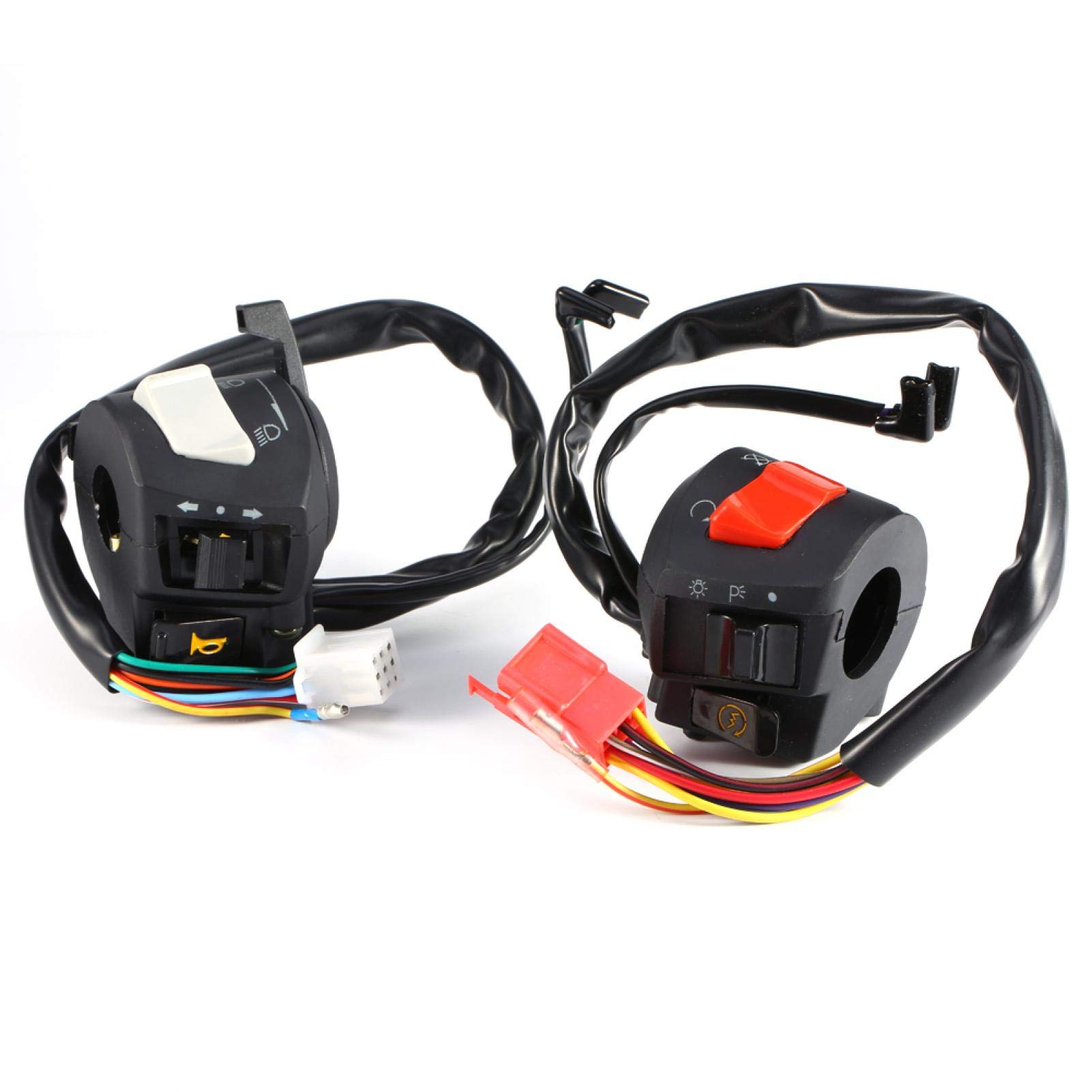 Universal 2 Handlebar Controller Switch - 10 Pin Left Side & 8 Pin Right Side 12V DC Motorcycle Switch for Honda, Yamaha, Kawasaki - Perfect for Motorcycle, ATV, Scooter Handlebar Controls