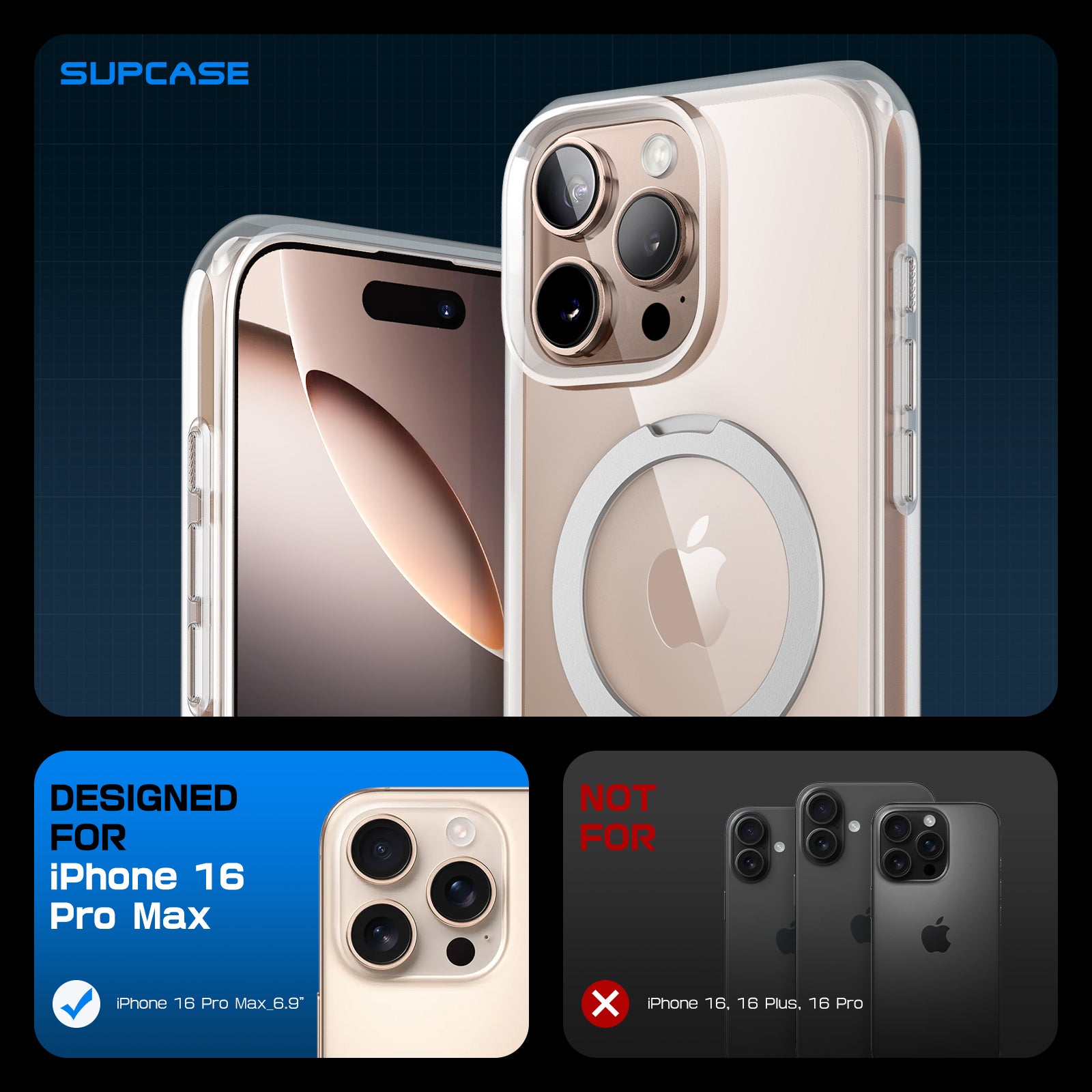 iPhone 16 Pro Max 6.9 Inch Case with MagSafe - Unicorn Beetle Slim Clear Protective Cover with Camera Control Button & Magnetic Stand | Perfect for Work, Travel and Everyday Use