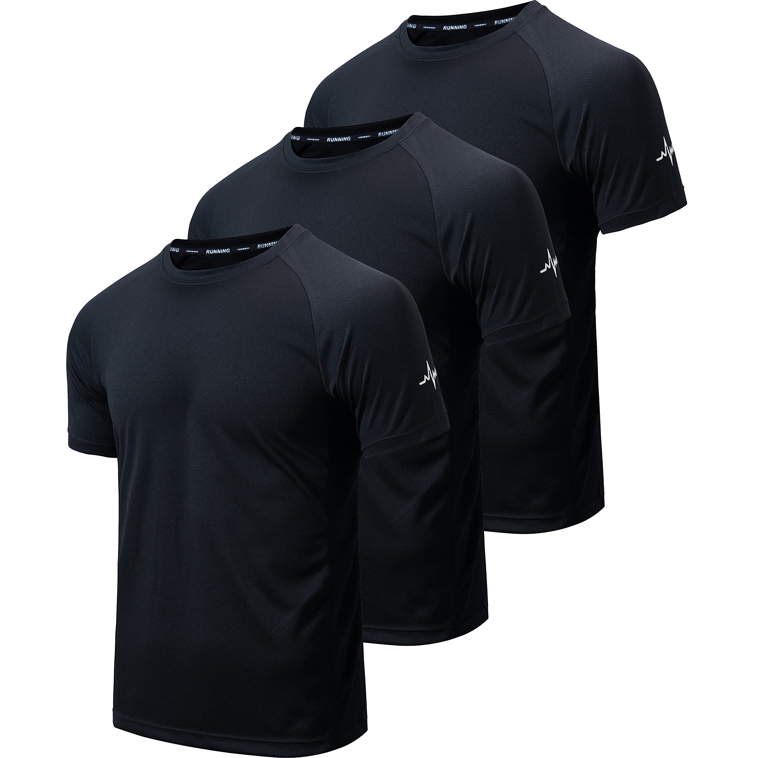 WanNiu Men's 3 Pack Dry Fit Workout T-Shirts - Moisture Wicking Athletic Gym Shirts with Mesh Short Sleeves for Running, Training & Fitness Activities