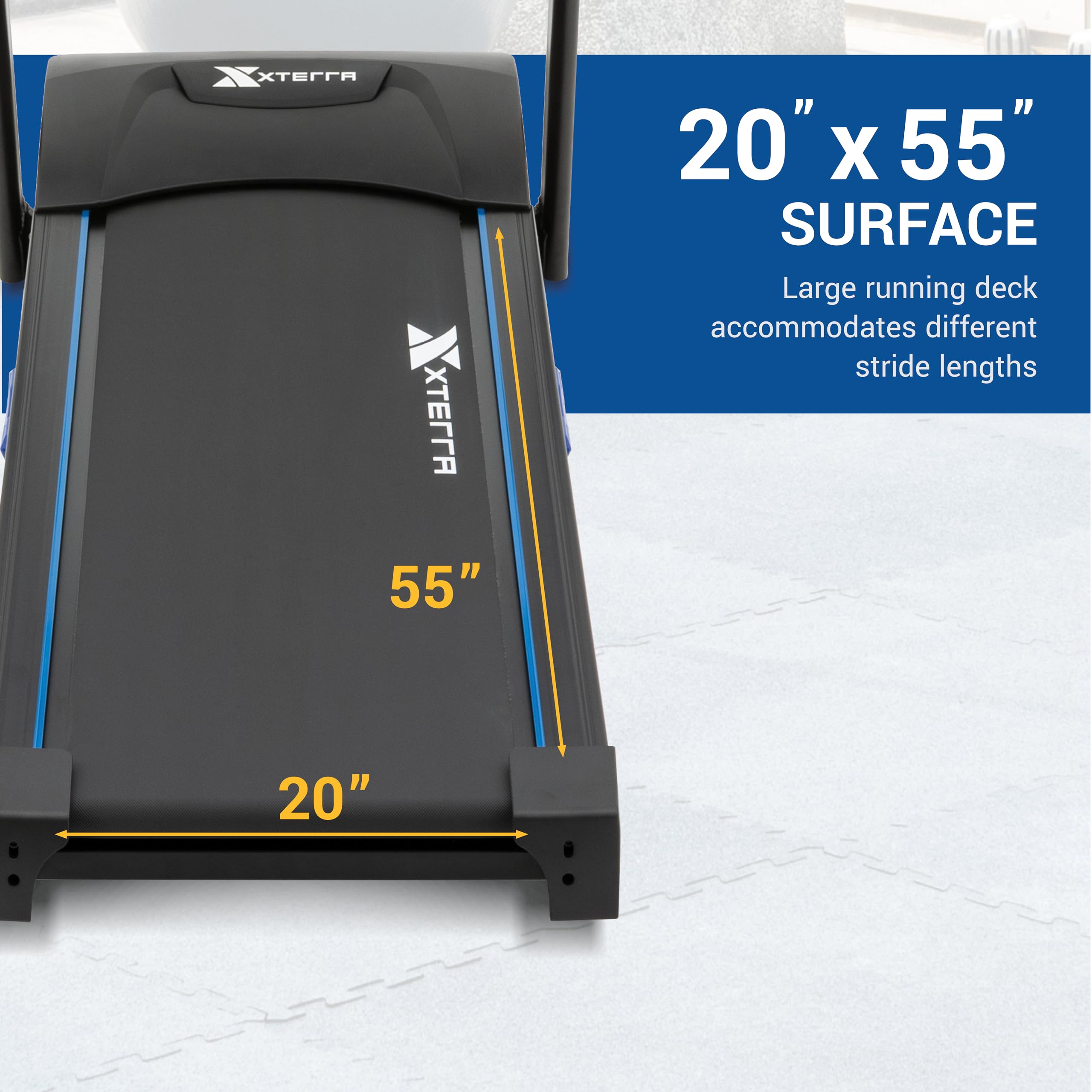 XTERRA Fitness Sport Series Premium Folding Smart Treadmill with Bluetooth & App - Adjustable Speed & Incline Controls, XTRASoft Cushioned Running Deck - Perfect for Home Gym, Cardio Workouts & Indoor Running Training