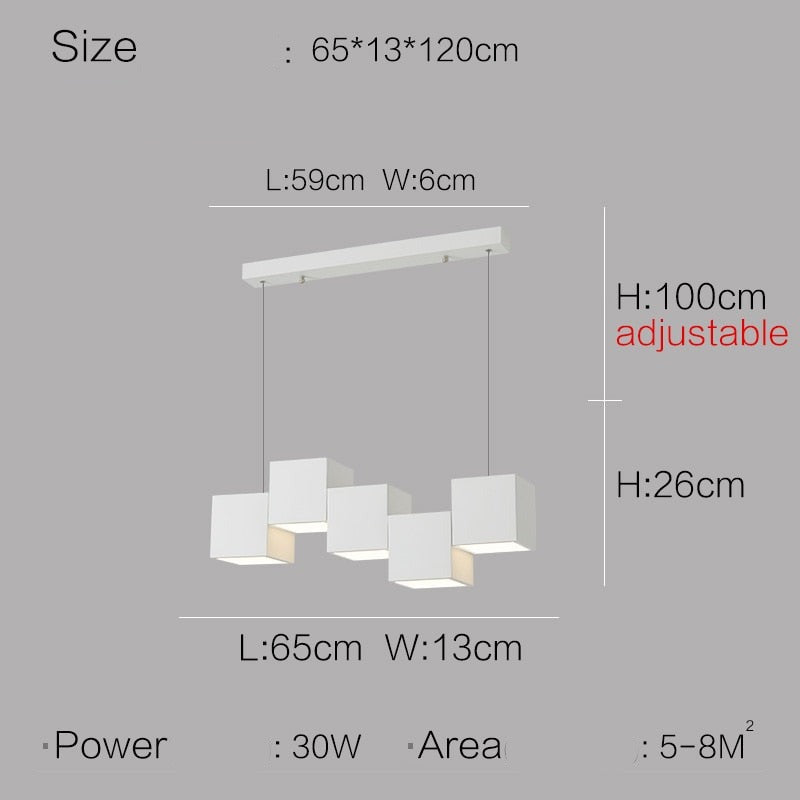 Modern Square Blocks Pendant Light - Geometric Hanging Chandelier for Kitchen Island, Dining Room & Living Room Decor