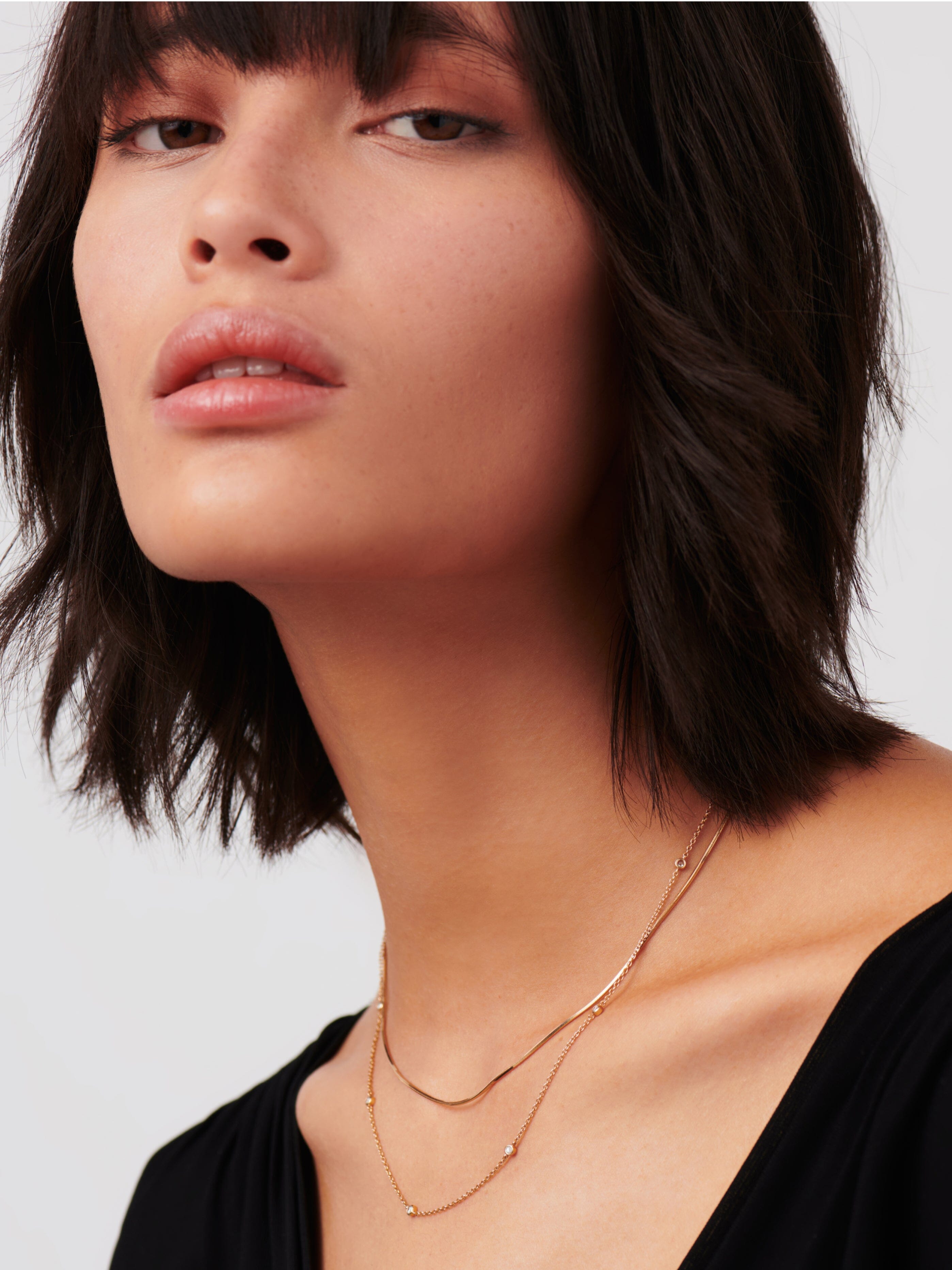 14K Solid Gold Floating Diamond Necklace - Dainty & Elegant Jewelry for Women | Perfect for Weddings, Anniversaries & Special Occasions