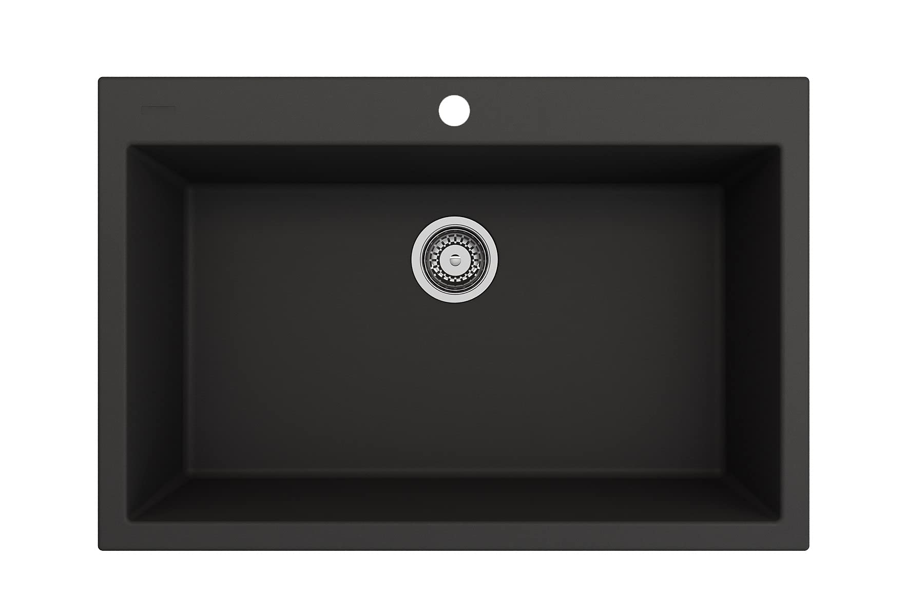 BOCCHI Campino Uno Matte Black 33-Inch Dual Mount Granite Composite Kitchen Sink with Accessories & Stainless Steel Faucet - Perfect for Modern Farmhouse, RV, and Small Space Kitchens