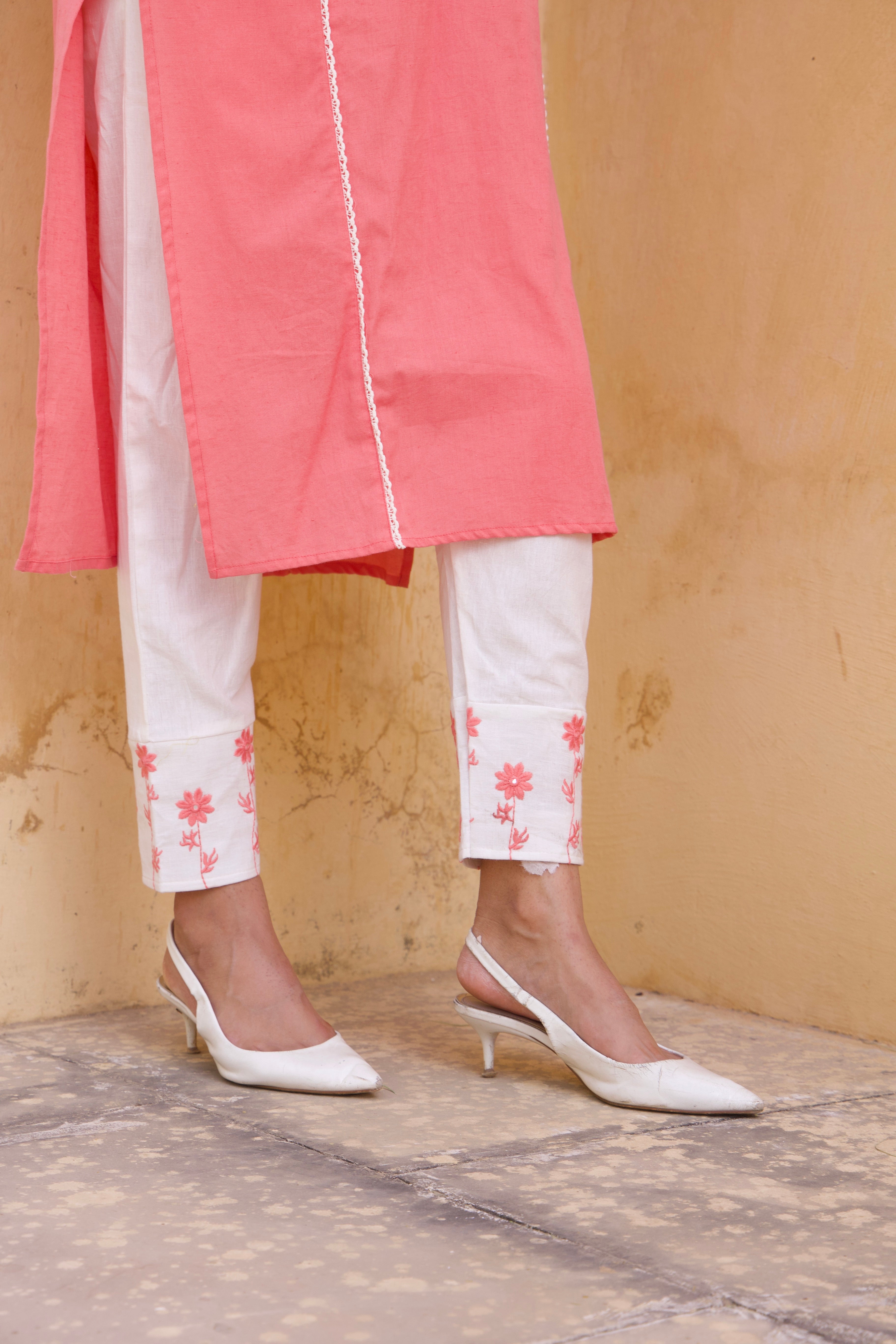 Stylish Pink Cotton Floral Kurta Set for Women - Perfect for Festivals, Parties & Casual Wear