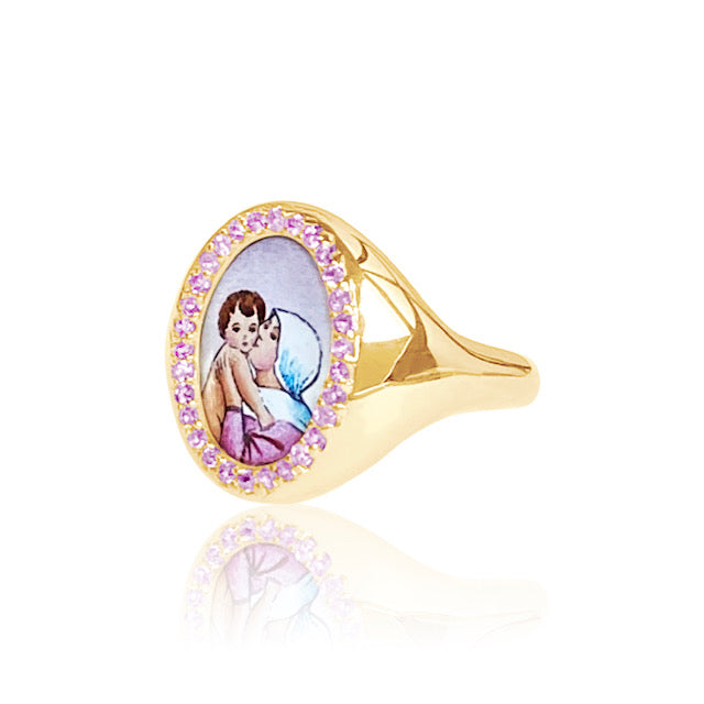 Santos Signet Lady of Good Advice Ring - Catholic Religious Jewelry for Women - Perfect for Baptism, First Communion & Spiritual Gifts