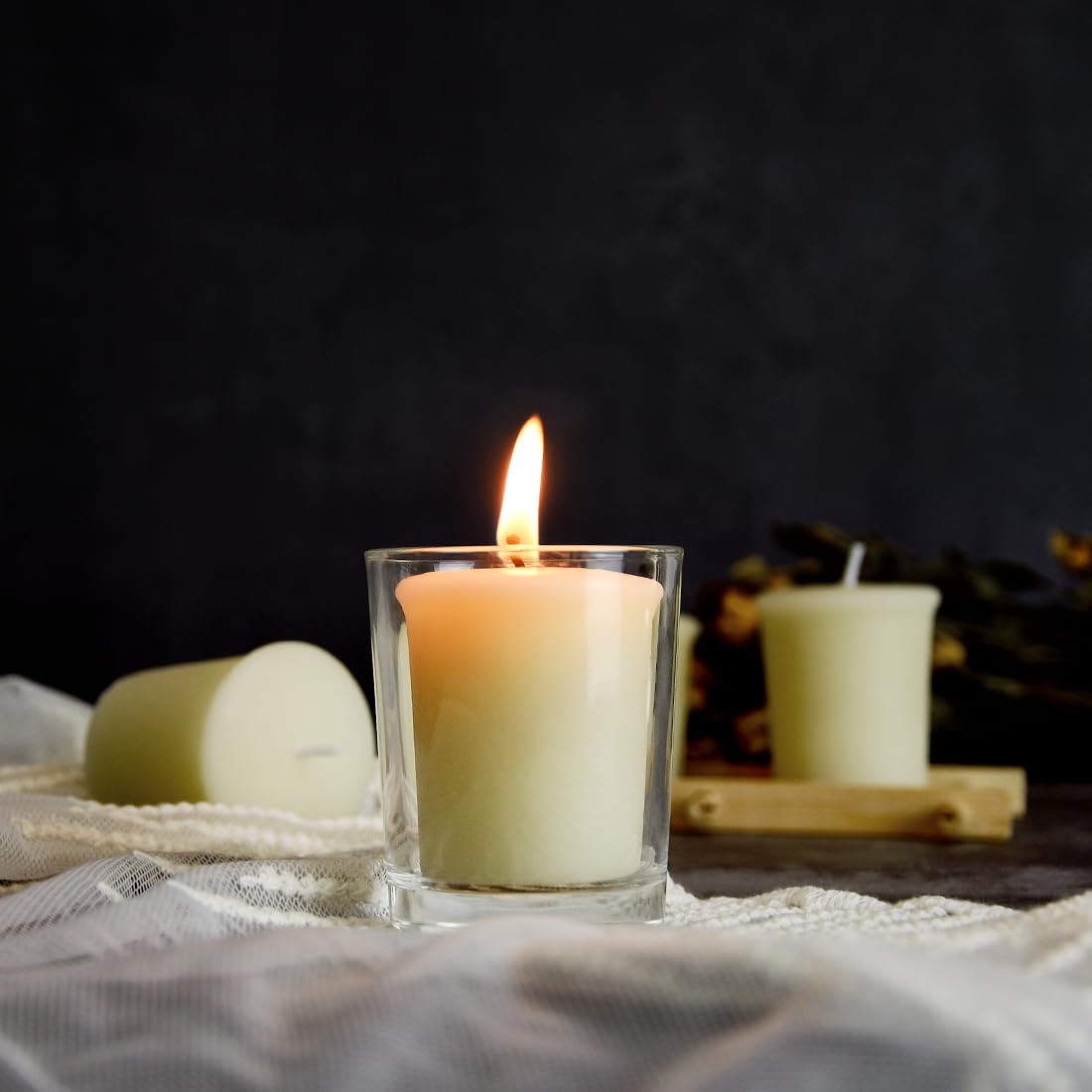 Natural White Beeswax Votive Candles - 6 Pack Set in Glass Cups | Eco-Friendly, Unscented, Hand-Poured for Home Decor, Wedding, Party, Spa & Romantic Ambiance | Perfect for Centerpieces, Aromatherapy & Relaxation