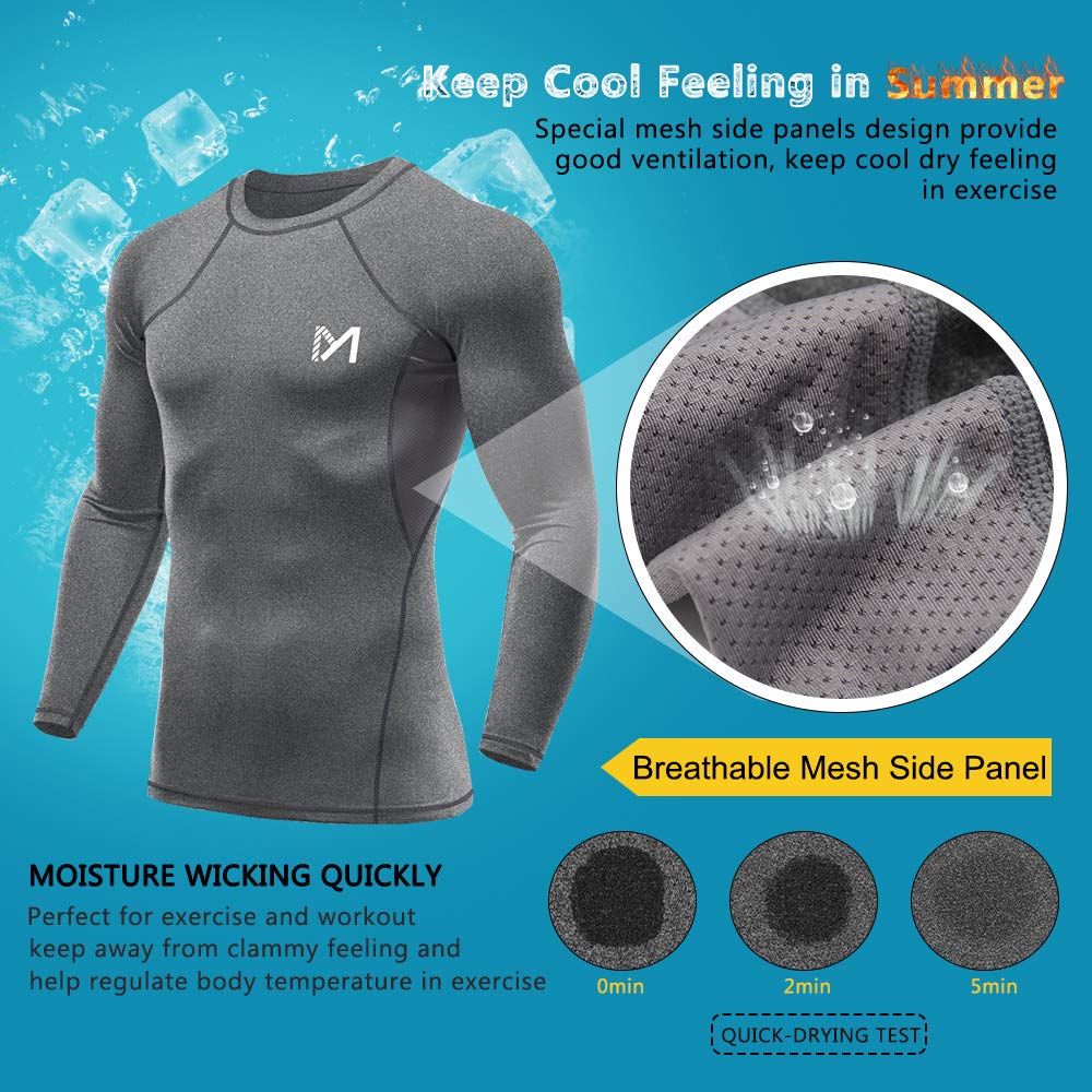 Men's Compression Long Sleeve Workout Shirt - Moisture Wicking Athletic Top for Running, Gym & Training - Performance Baselayer for Cold Weather & Active Sports