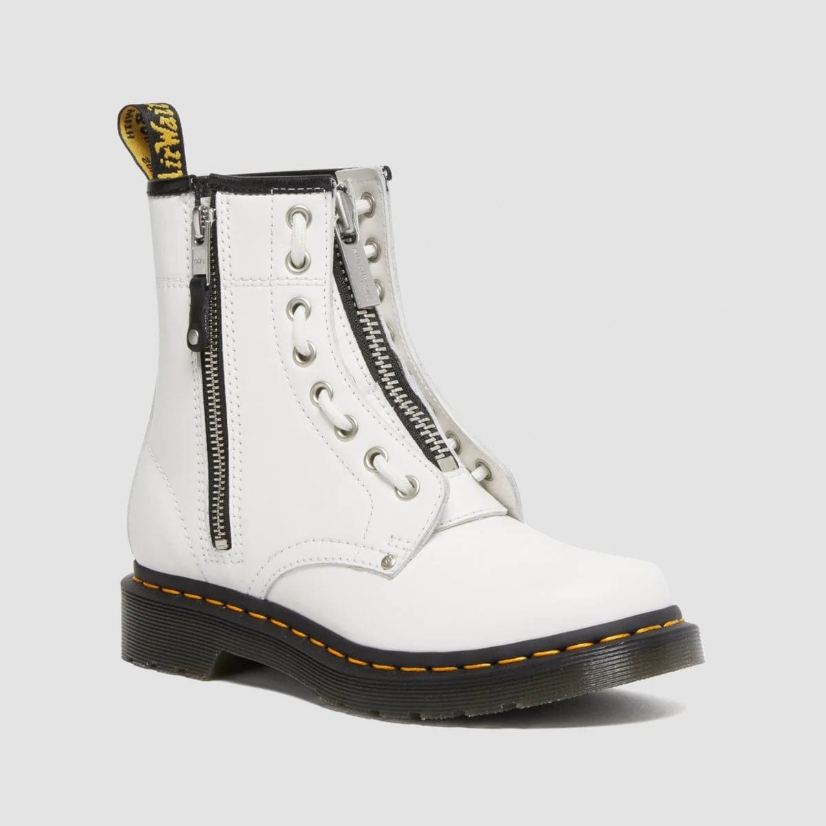 Dr. Martens 1460 Twin Zip White Sandals Boots - Women's Chunky Sole Ankle Boots for Casual Wear & Street Style Fashion