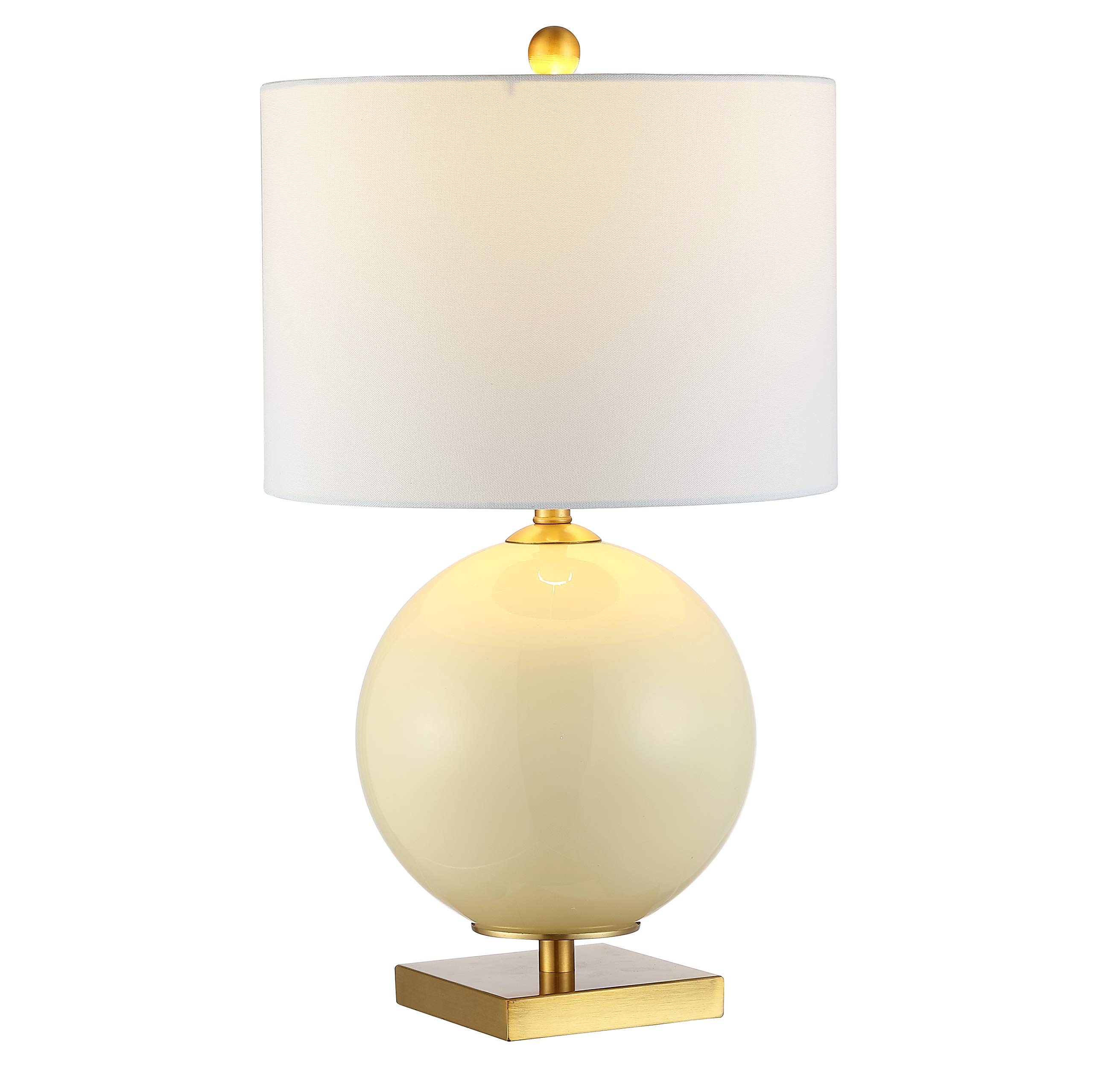 SAFAVIEH Anina 24-inch Cream Glass Table Lamp Set of 2 with LED Bulbs - Modern Bedroom, Living Room, Home Office & Nightstand Lighting for Cozy Ambiance