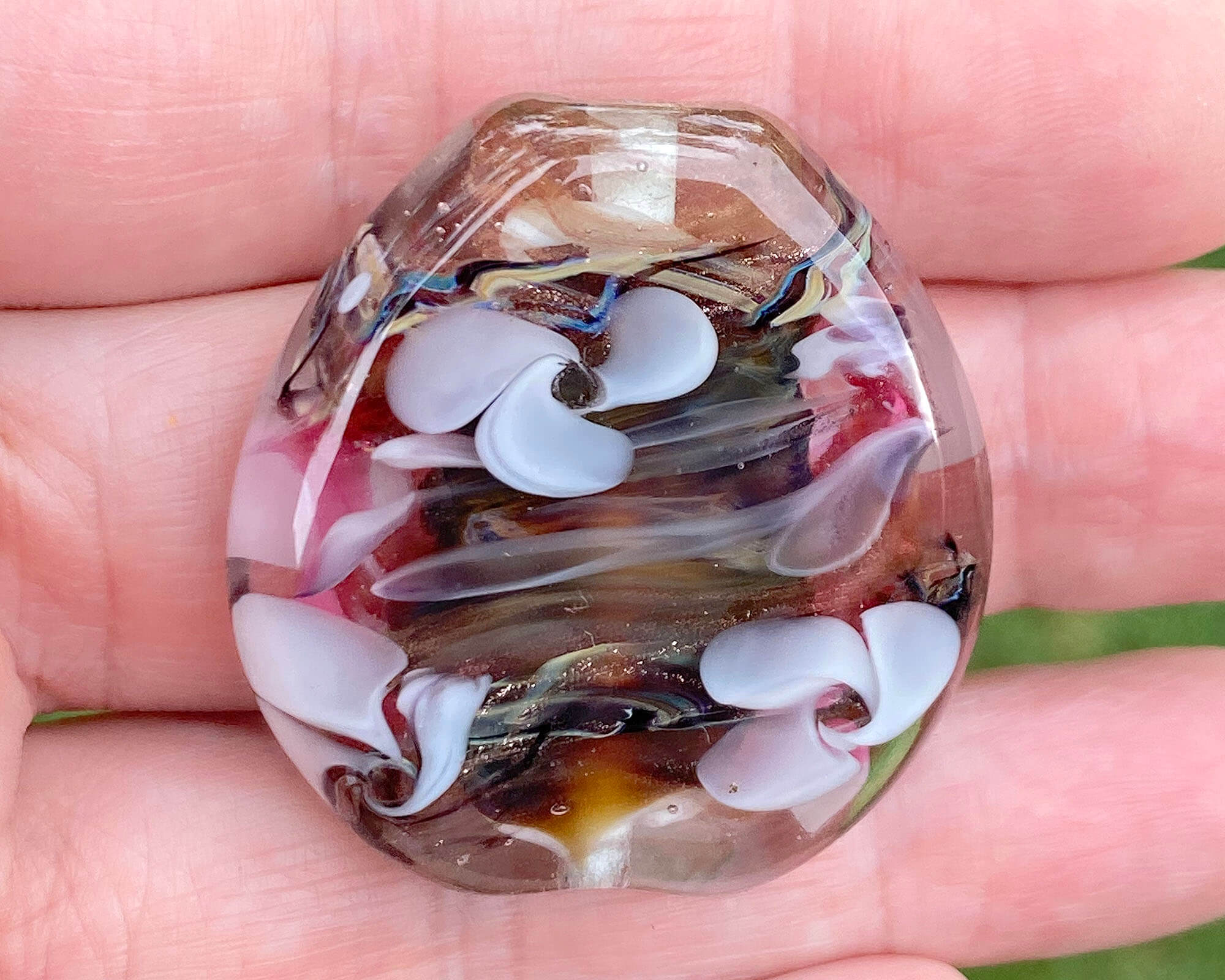 Japanese Cherry Blossom Lampwork Glass Focal Bead for Jewelry Making - Handmade Artisan Bead for Necklaces, Bracelets, DIY Crafts - Perfect for Spring & Wedding Accessories