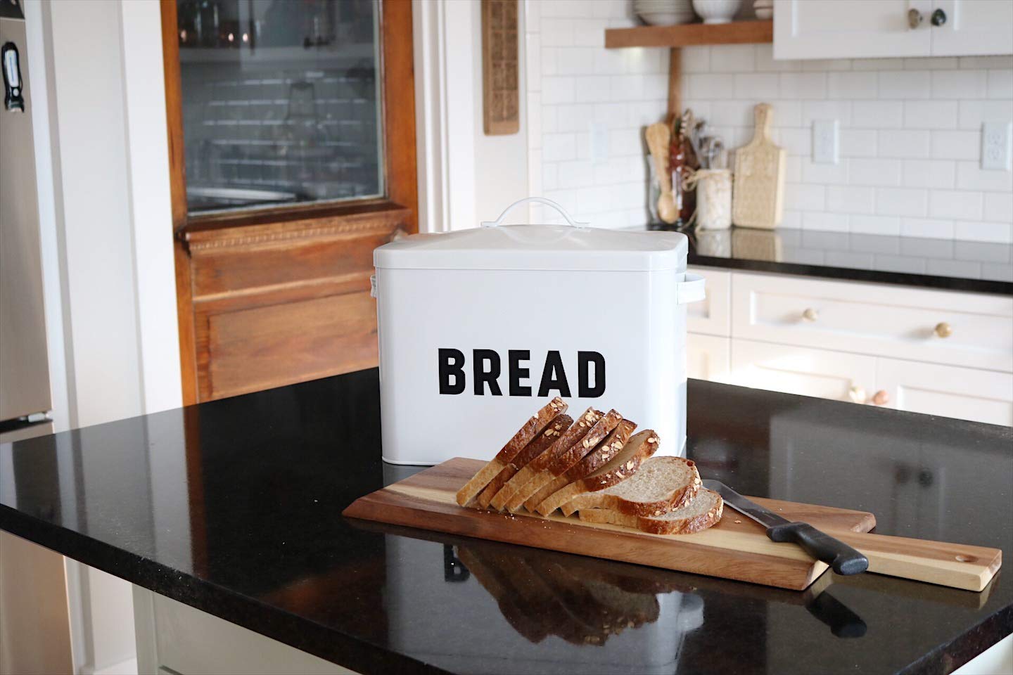 Premium White Metal Bread Box - Airtight Food Storage Container for Kitchen & Pantry Organization | Perfect for Bread, Cookies, Pastries & Baking Supplies | Rustproof & Durable Home Decor Solution