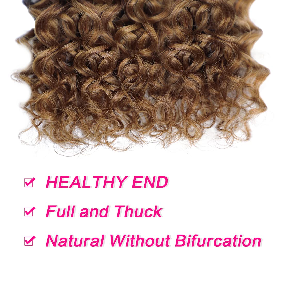 8 Inch Brazilian Virgin Human Hair Bundles - 4 Packs 1B/30# 12A Unprocessed Kinky Curly Weave Hair (55g/Bundle) for Natural Wet & Wavy Hairstyles - Perfect for Protective Styles, Weaves, Braids & Extensions