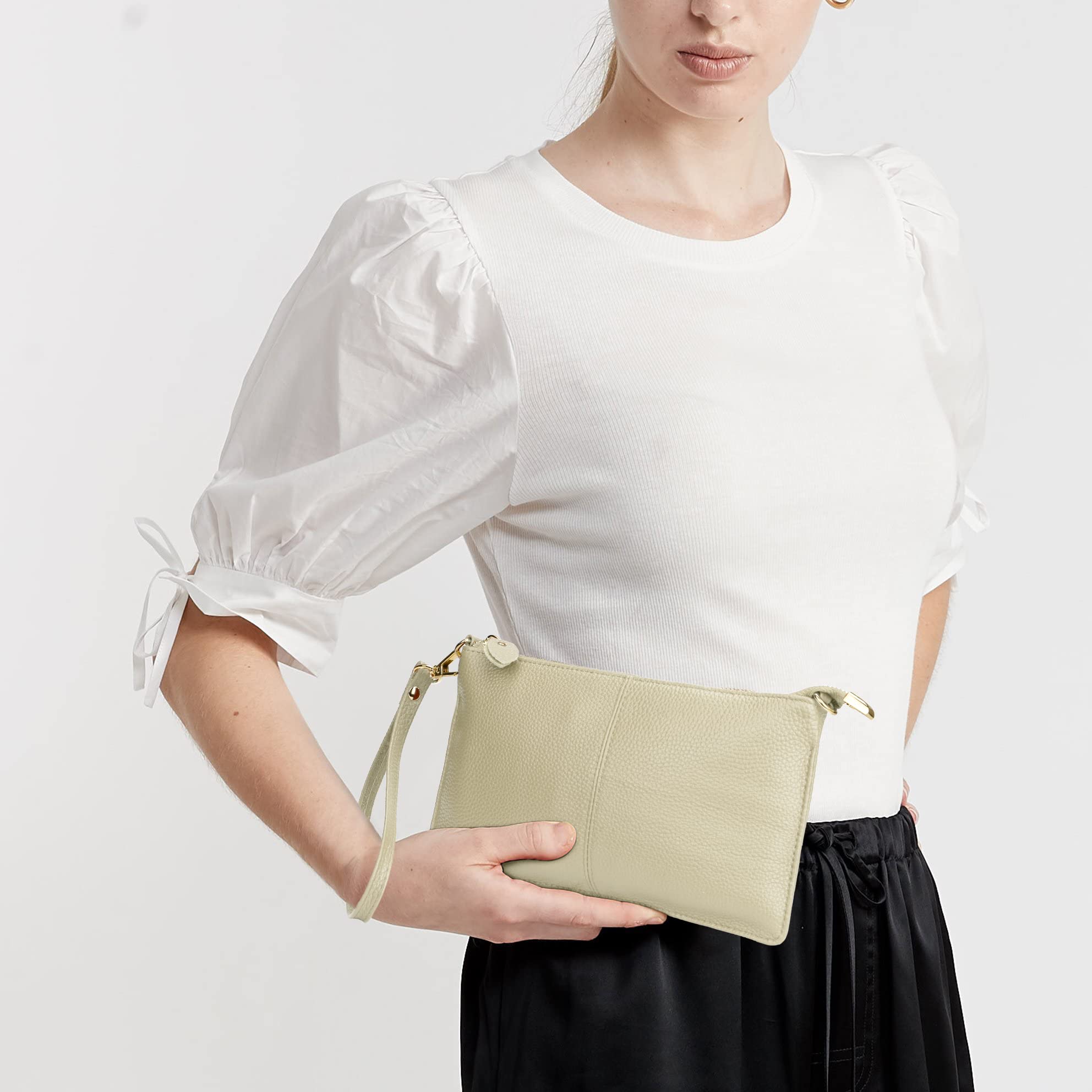 Uromee Genuine Leather Wristlet Wallet Clutch Purse for Women - Detachable Crossbody Shoulder Chain Handbag | Perfect for Parties, Travel & Everyday Use