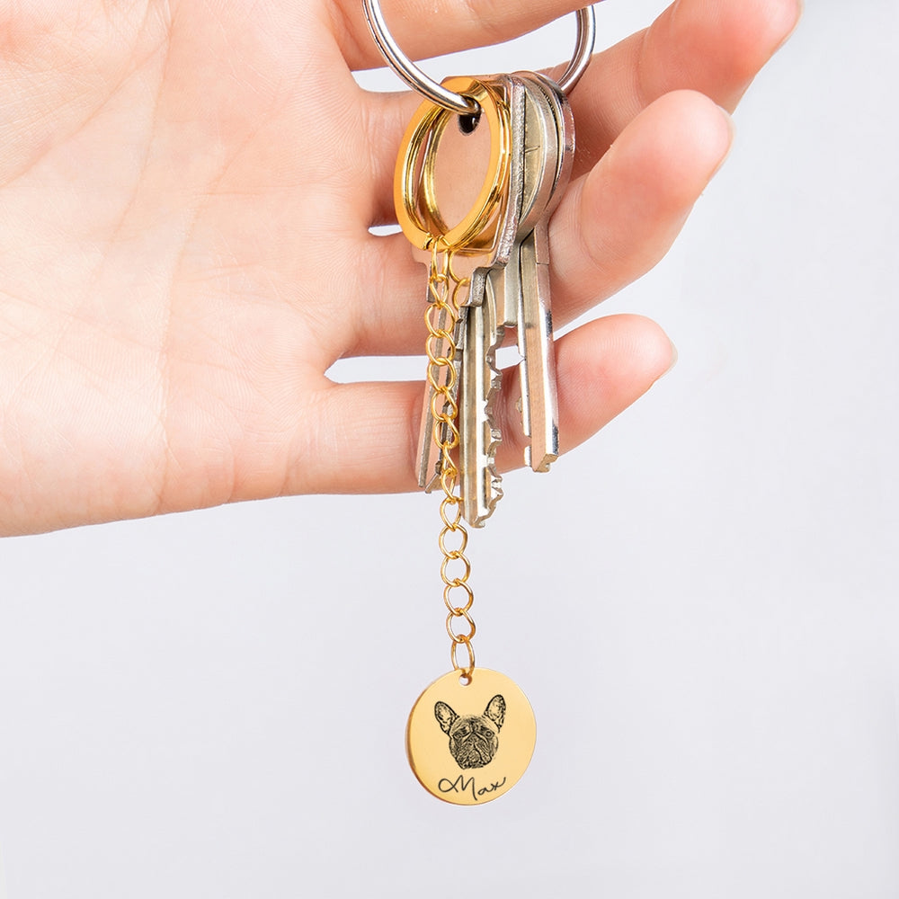 Custom Pet Portrait Keychain - Personalized Dog & Cat Lover Gift for Pet Parents - Perfect for Birthdays, Anniversaries & Memorial Keepsakes