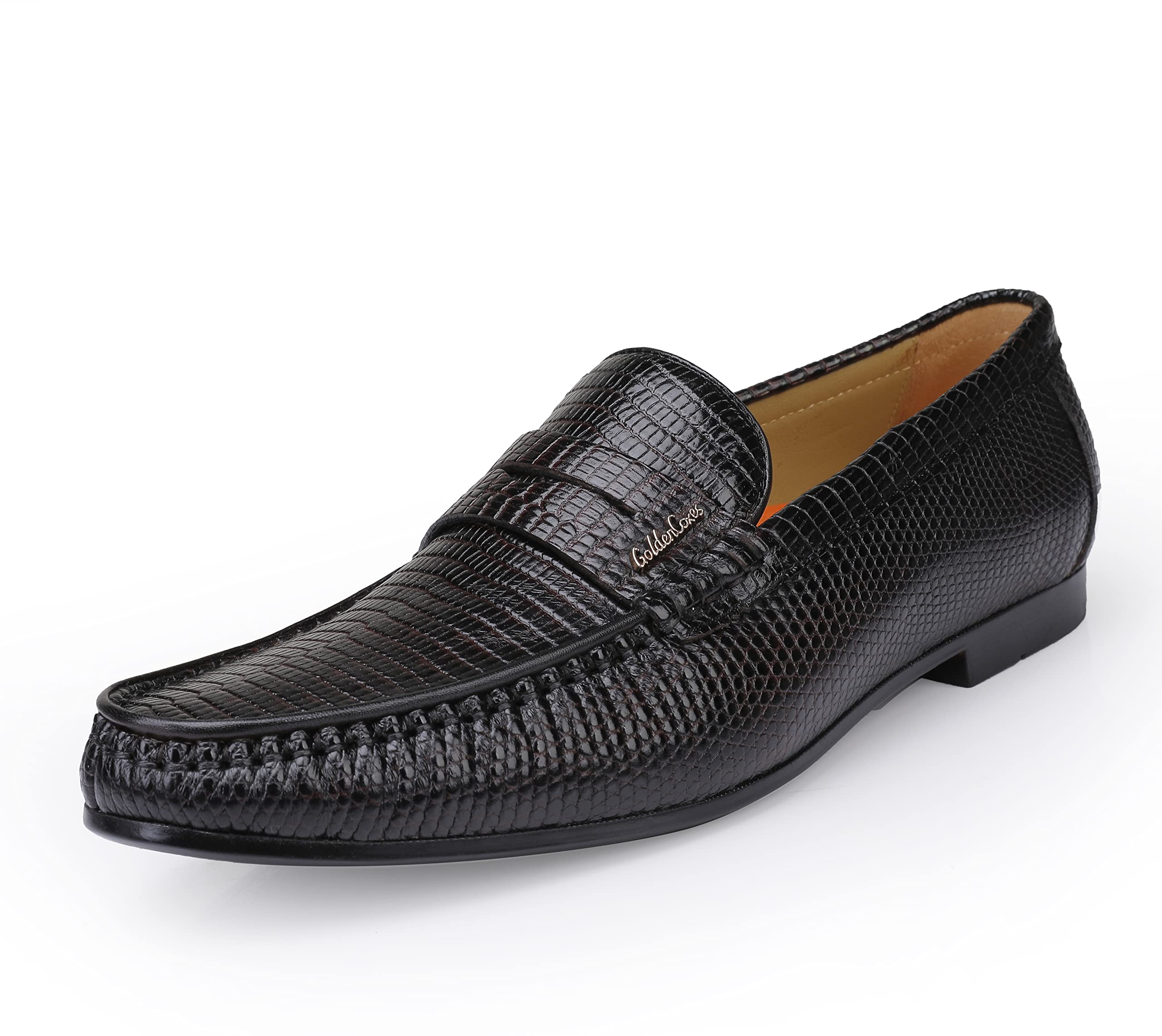 Premium Men's Leather Penny Loafers - Crocodile Print Slip-On Dress Shoes with Soft Rubber Sole | Comfortable Business Casual & Wedding Footwear for Men