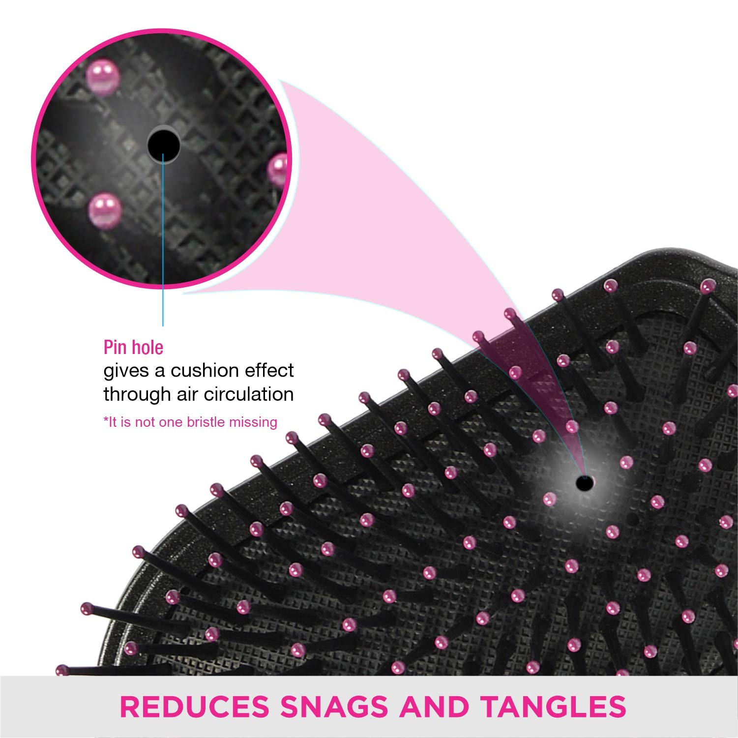 Vega Cushioned Hair Brush with Cleaning Comb - India's No.1 Hair Brush for Men & Women (E18-CB) - Detangling, Styling & Scalp Massage for All Hair Types