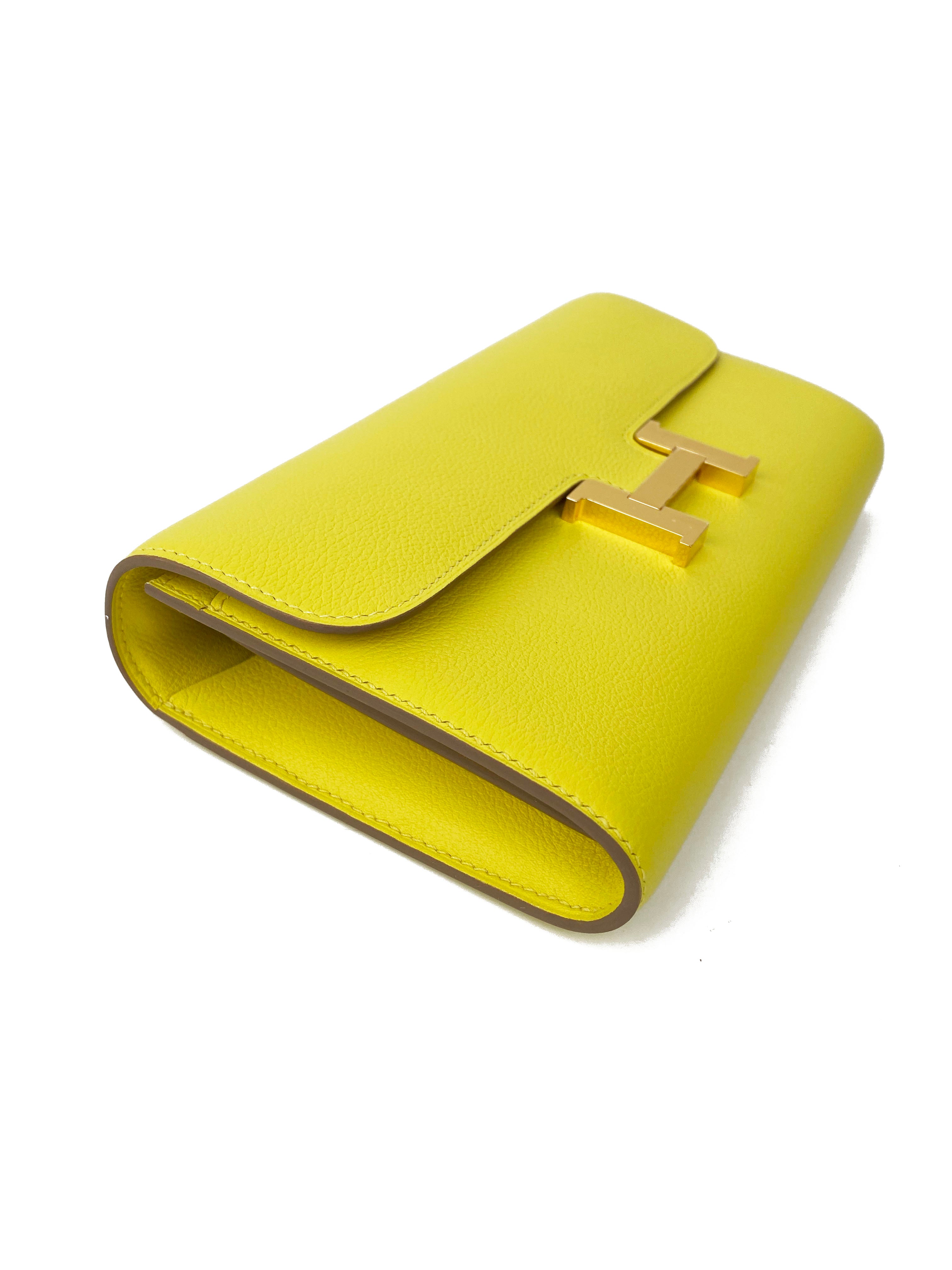 Hermes Lime Constance To Go Wallet - Luxury Leather Wallet for Women, Compact & Stylish, Perfect for Everyday Use, Travel & Special Occasions