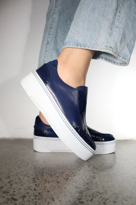 Minx Cosmic Navy Leather Sneakers for Women - Comfortable Casual Walking Shoes - Perfect for Running, Gym, Workout & Daily Wear