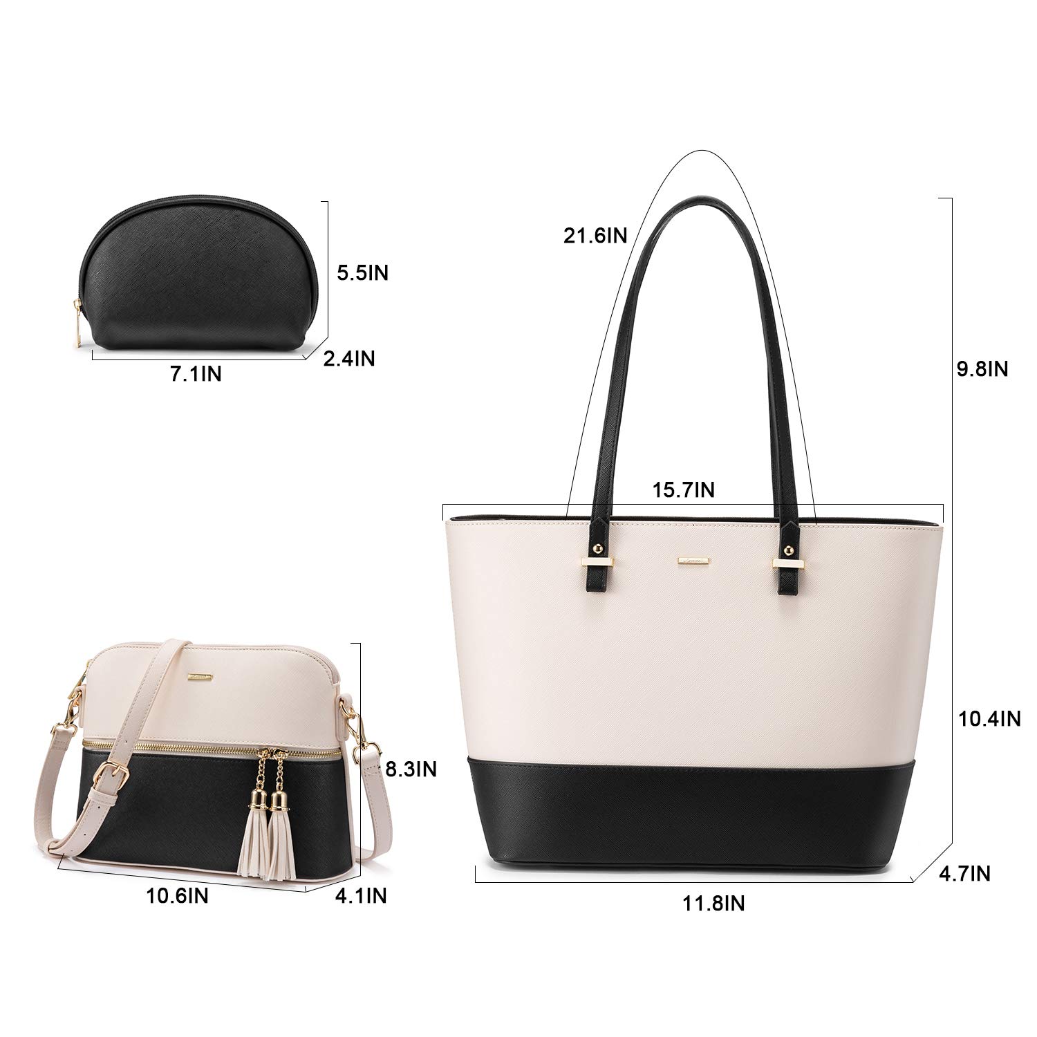 LOVEVOOK Women's Handbags Set - 3 Piece Shoulder Bag, Tote & Satchel Purse for Everyday Use, Work & Travel | Stylish & Durable Hobo Bags