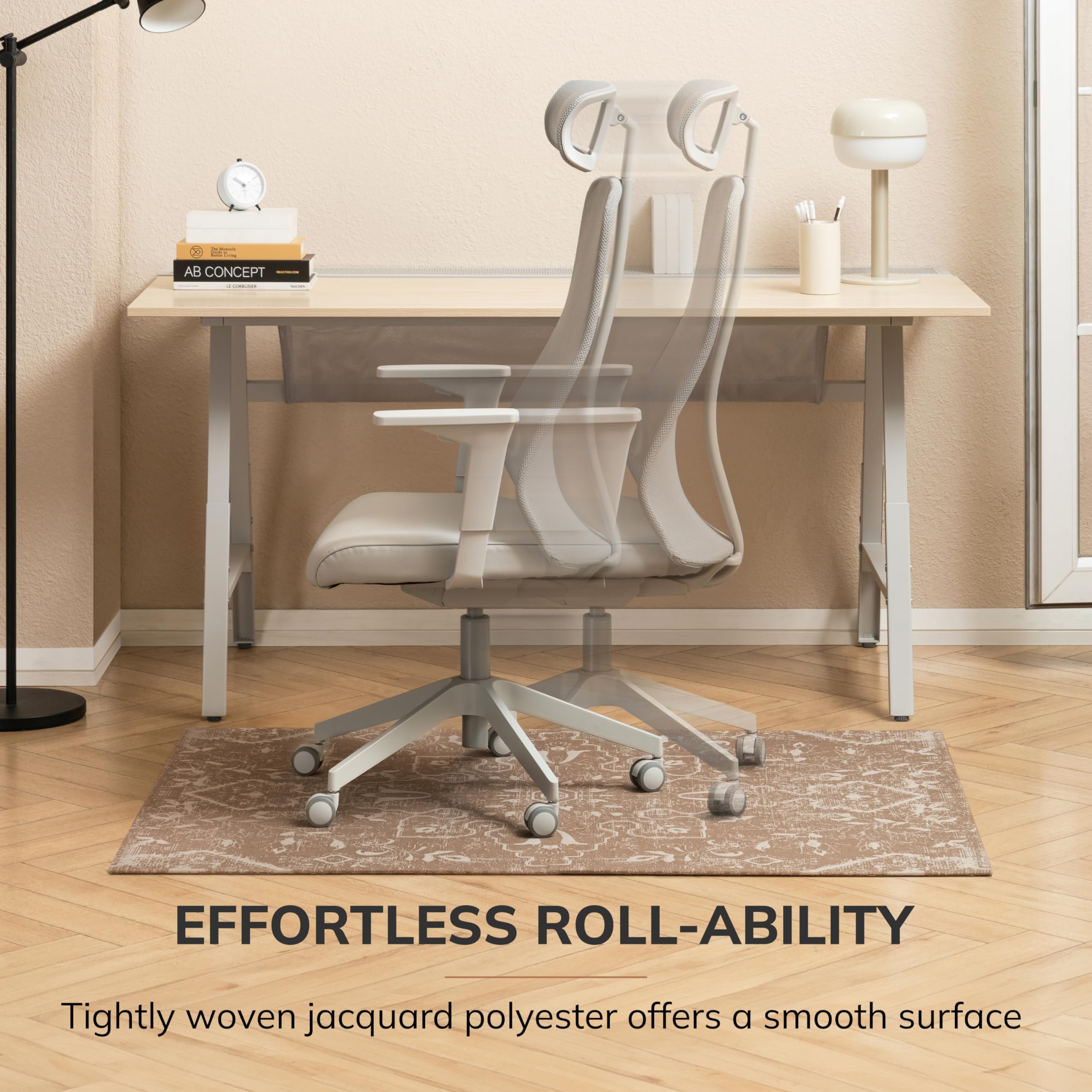 Premium Jacquard Woven Office Chair Mat - Non-Slip Backing for Low Pile Carpets & Hard Floors - 40