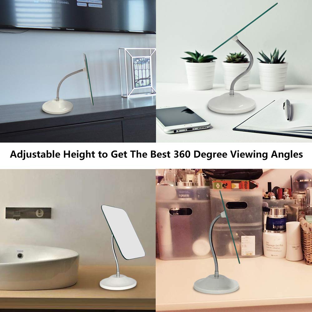 360° Rotating Adjustable Gooseneck Vanity Mirror - Portable Folding Makeup Mirror with Stand for Shaving, Cosmetic Application & Shower Use | Perfect for Home, Bathroom & Travel Beauty Routine