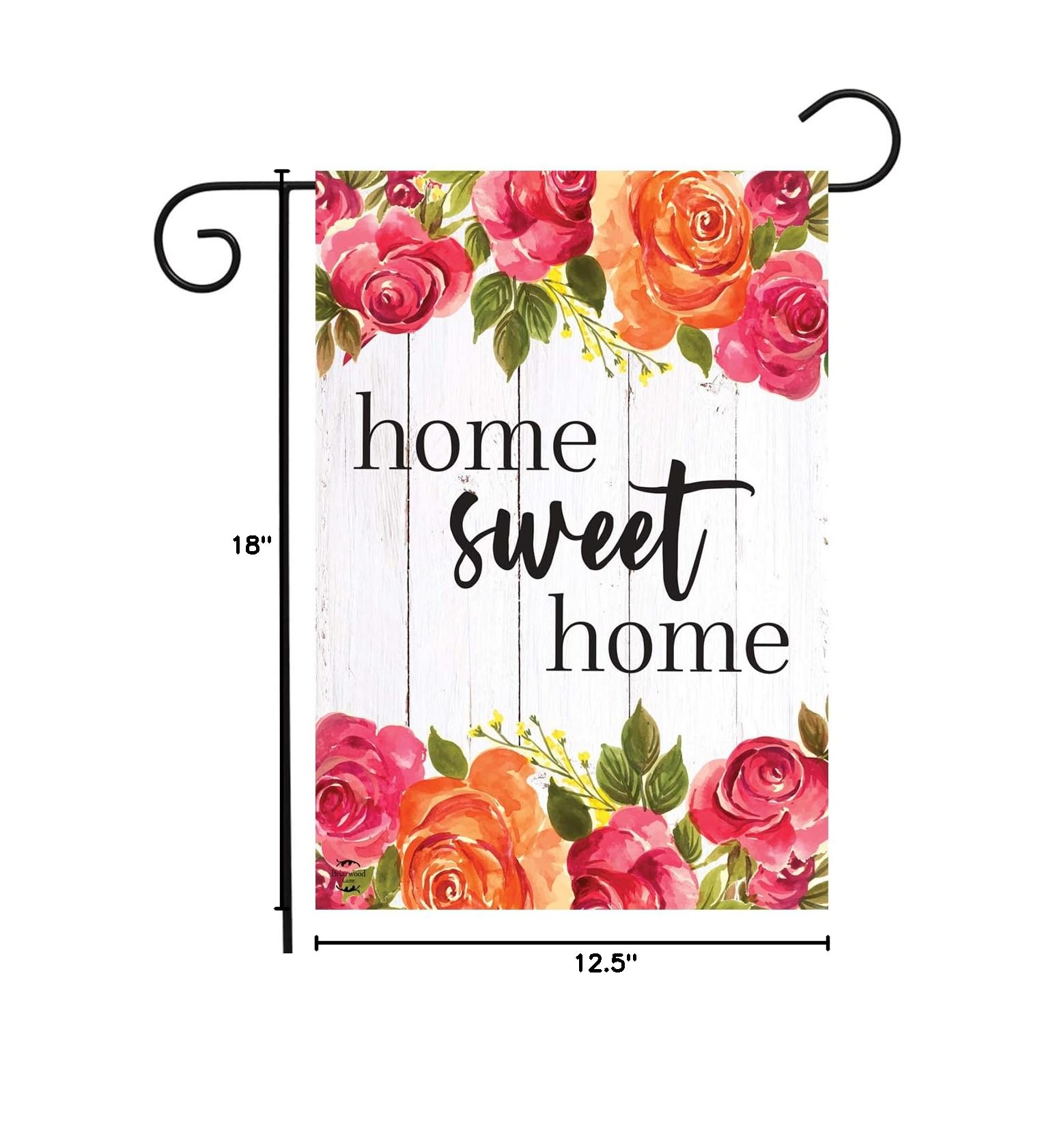 Briarwood Lane Farmhouse Home Sweet Home Floral Garden Flag - Outdoor Decorative Welcome Sign for Porch, Yard & Seasonal Decor