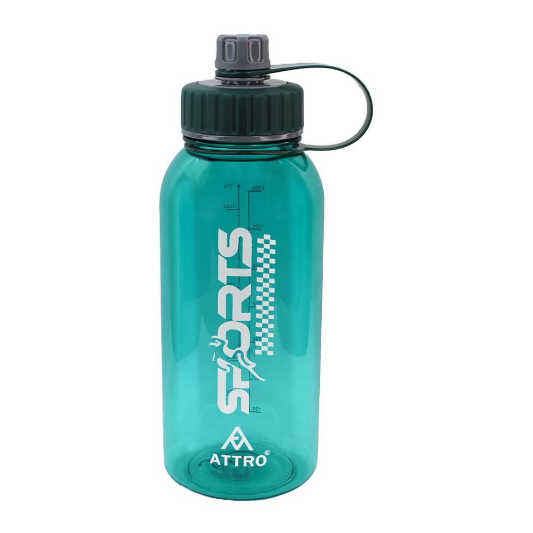 Attro Ranger Gym 1630ml (55oz) BPA-Free Water Bottle with Non-Slip Grip Handle & Measurement Markings - Leak Proof, Ideal for Workouts, Hiking & Daily Hydration - Green