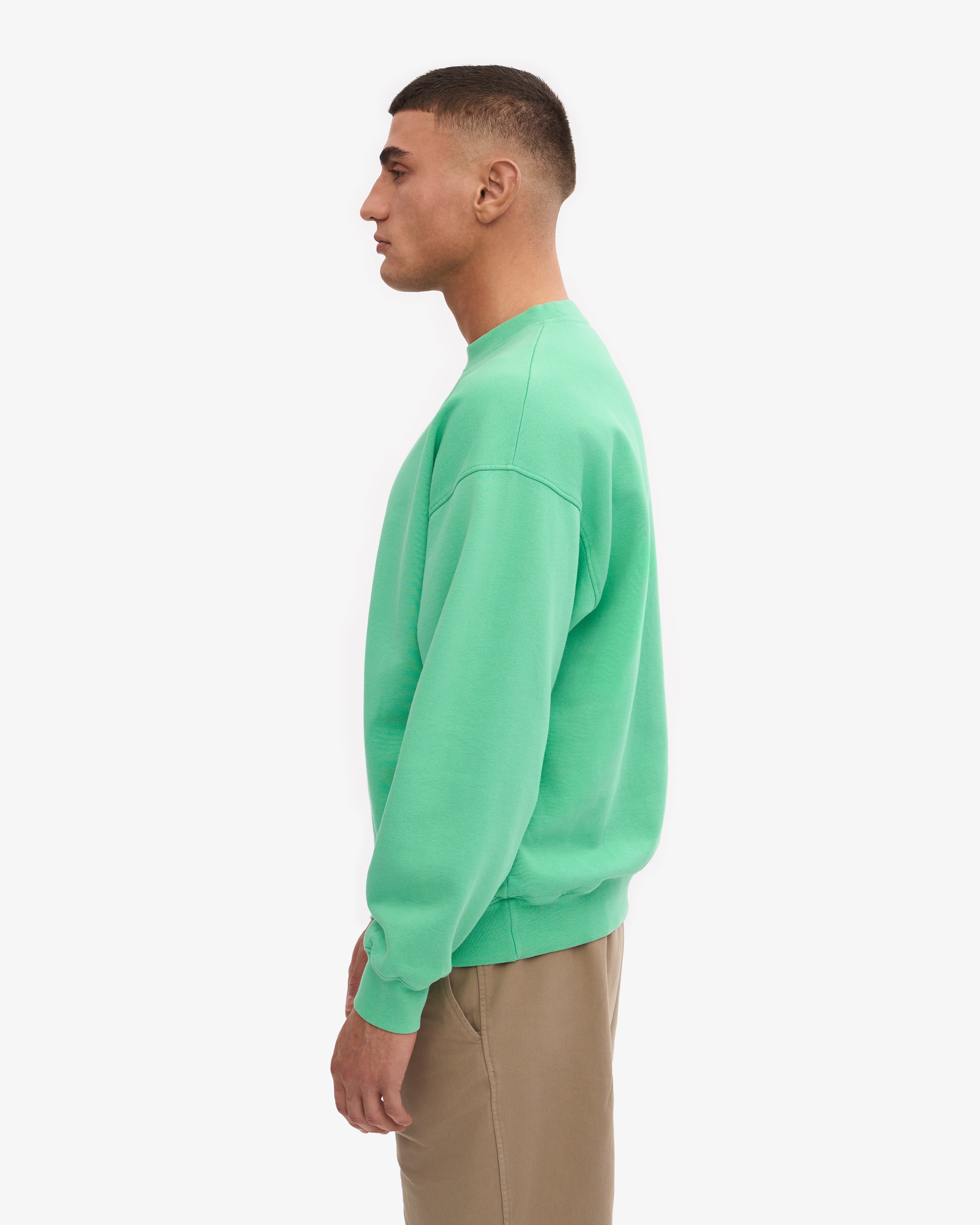 Organic Oversized Crewneck Sweatshirt for Women - Soft Spring Green Pullover - Casual Loungewear & Streetwear Fashion